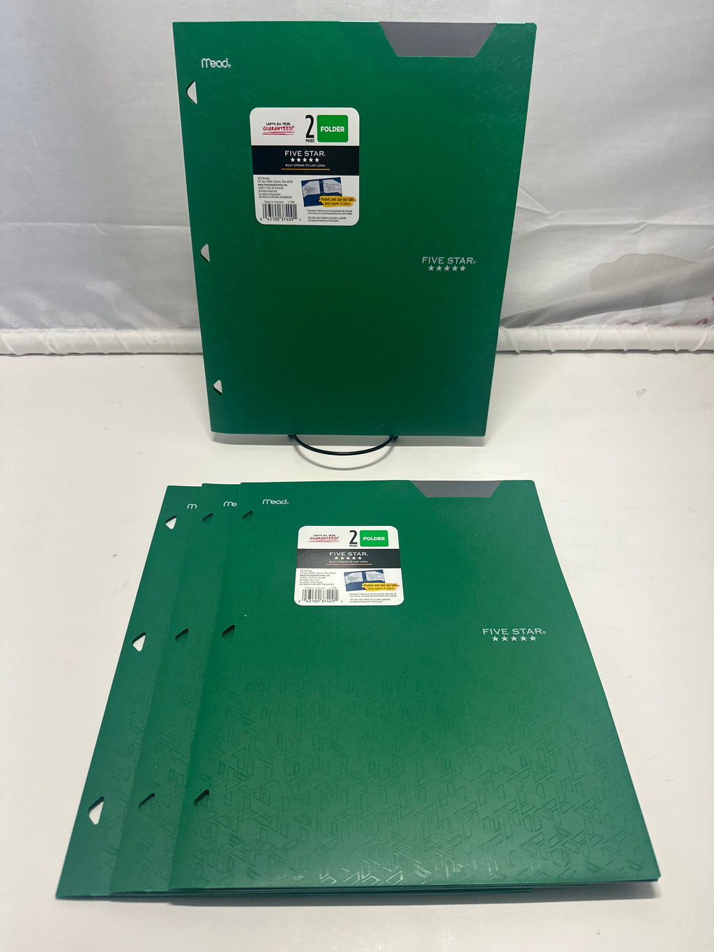 Mead Five Star 2 Pocket Poly Folders 4 Pack Green Durable 3 Hole Punch School