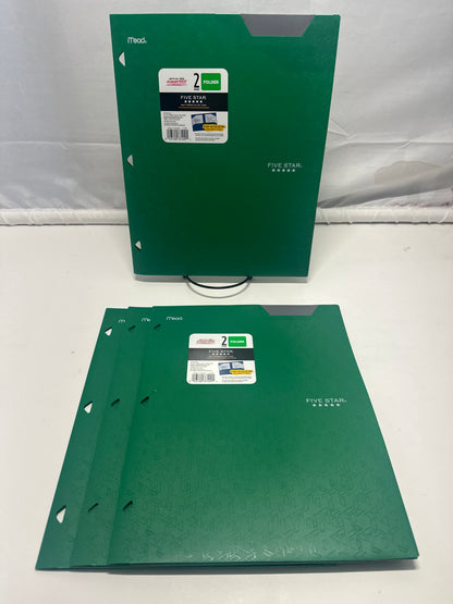 Mead Five Star 2 Pocket Poly Folders 4 Pack Green Durable 3 Hole Punch School