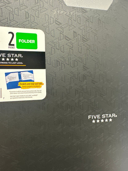 Mead Five Star 2 Pocket Poly Folders 4 Pack Black Durable 3 Hole Punch School