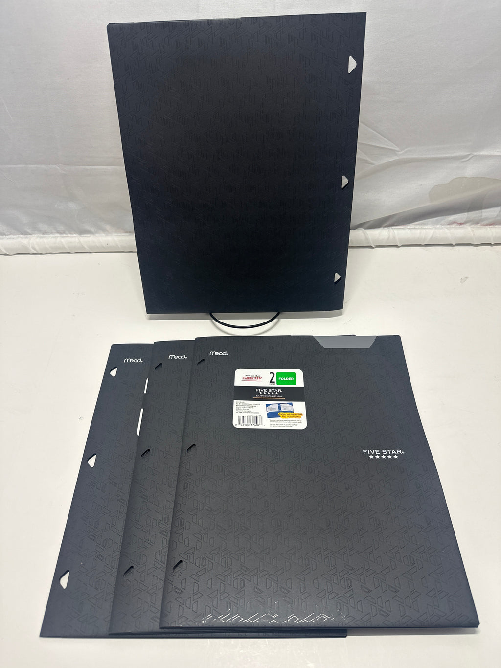 Mead Five Star 2 Pocket Poly Folders 4 Pack Black Durable 3 Hole Punch School