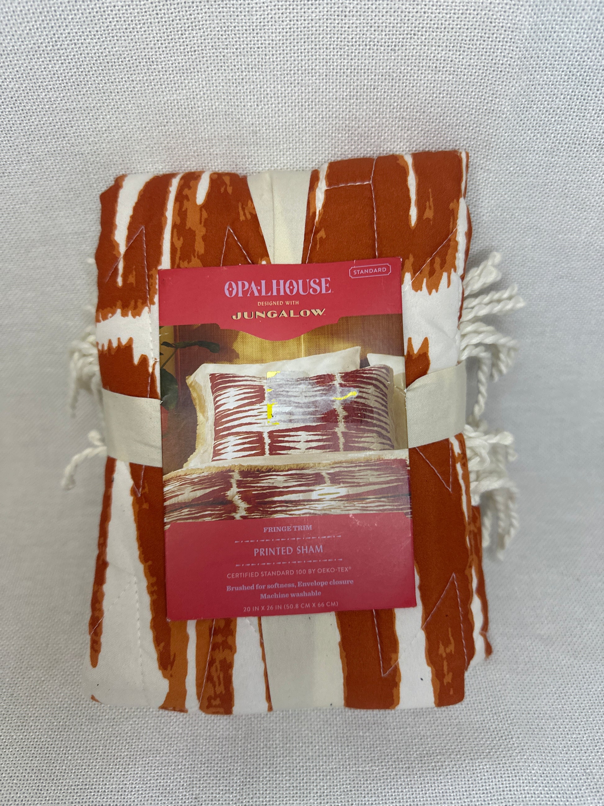 Opalhouse Jungalow Fringe Trim Printed Pillow Sham Orange Standard