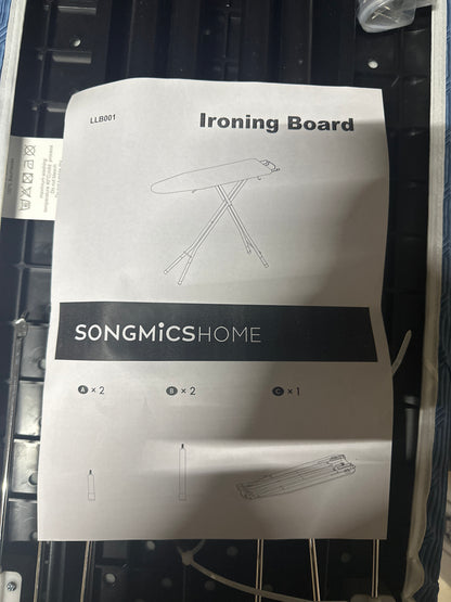 SONGMICS HOME Ironing Board, Foldable Iron Board, Height Adjustable up to 35 Inches, with 4 Layered Cover and Pad, Iron Rest, Steel X-Legs
