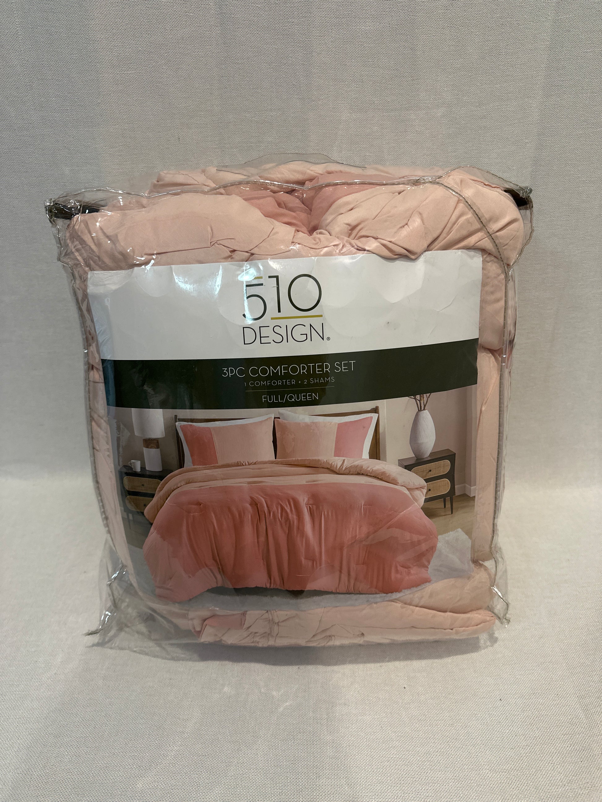 510 Design Jaden Soft Washed Color Block Comforter Set-Pink-Full/Queen