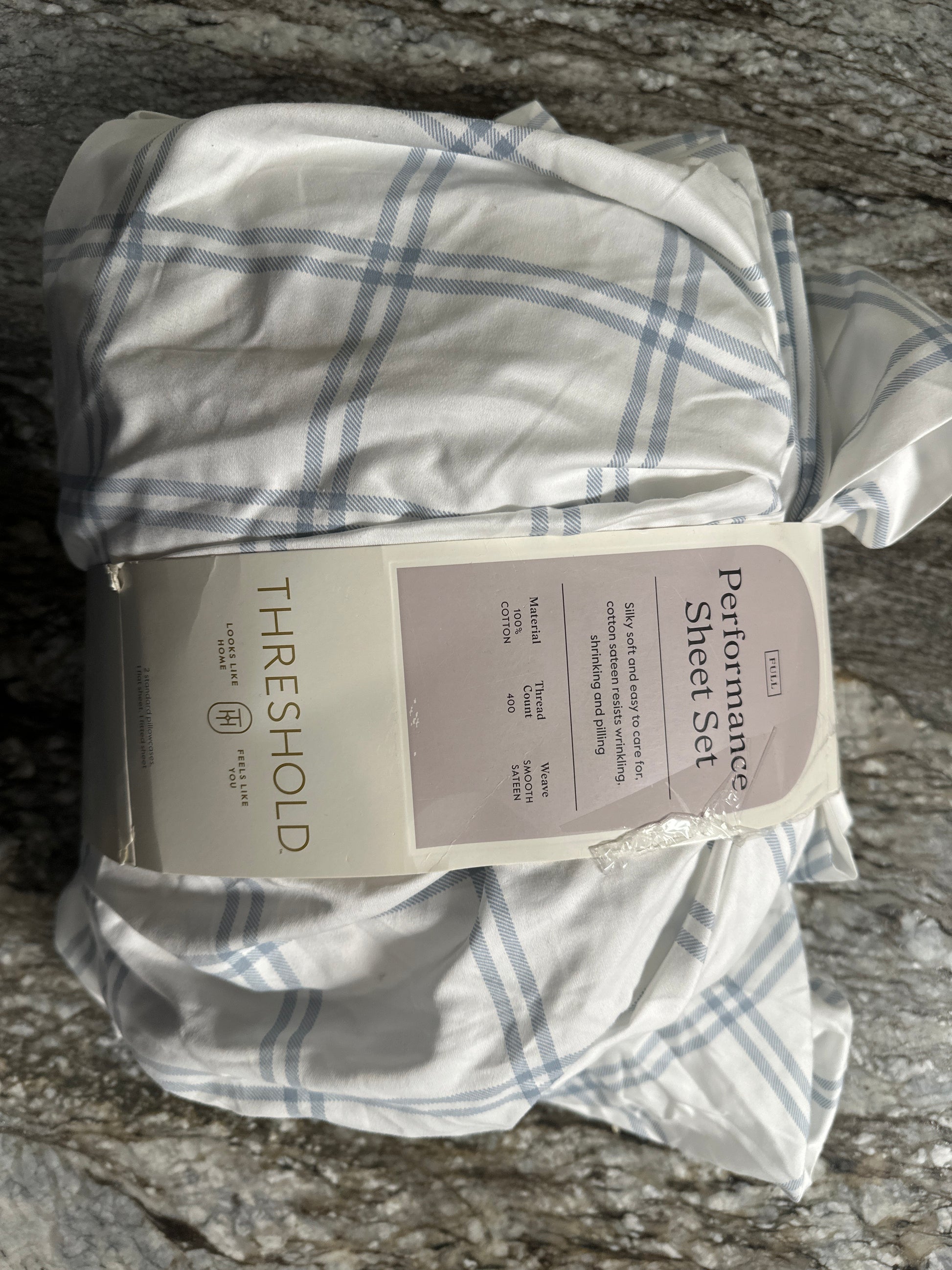 Printed Performance 400 Thread Count Sheet Set - Threshold™-Full-Blue Plaid