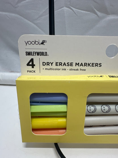 Yoobi SmileyWorld Dry Erase Markers 4 Pack Multicolor Streak Free Whiteboard Markers