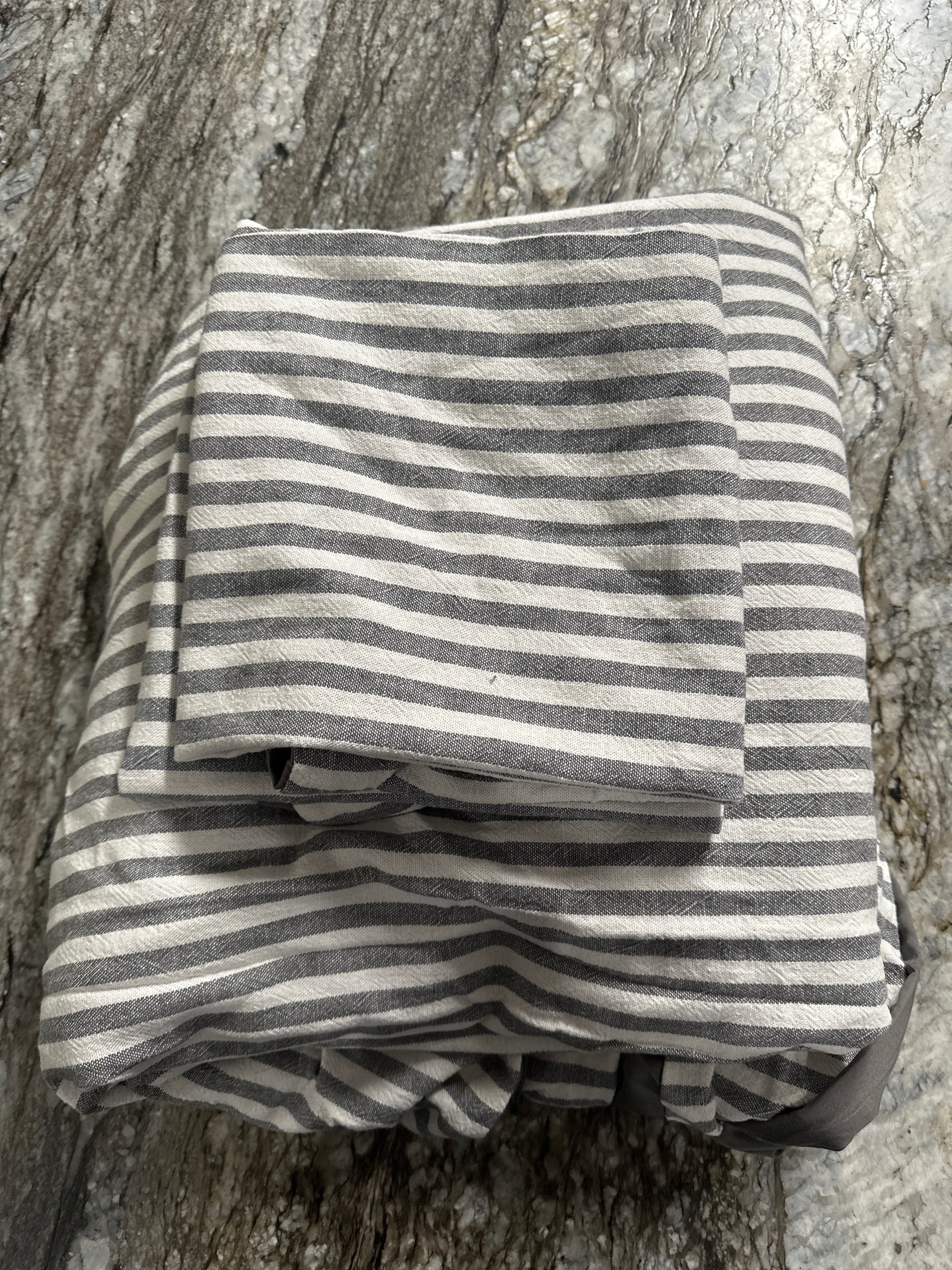 Casaluna Grey Striped King Duvet Cover with Shams