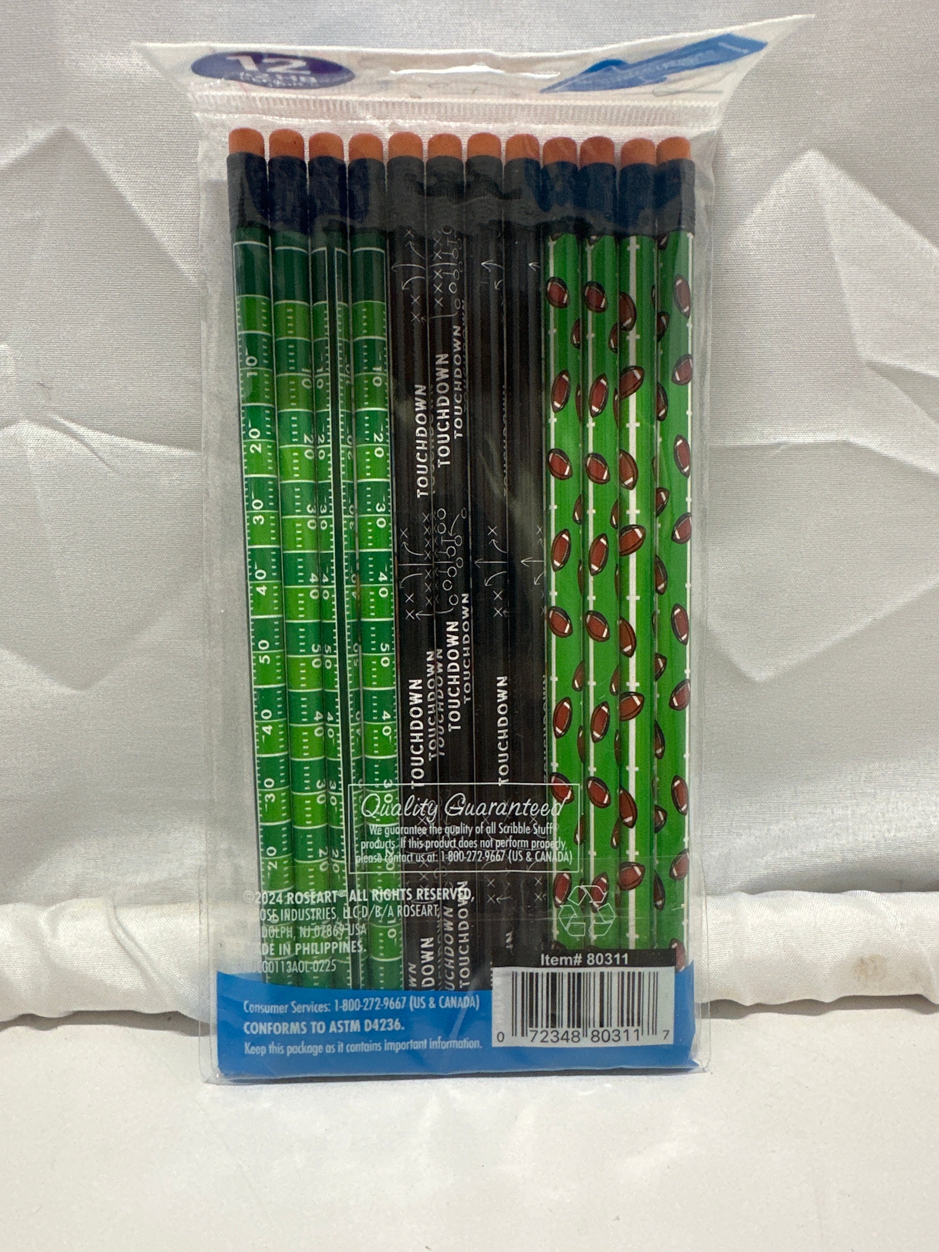 Scribble Stuff Football #2 HB Pencils 12 Pack Sports Theme School Supplies