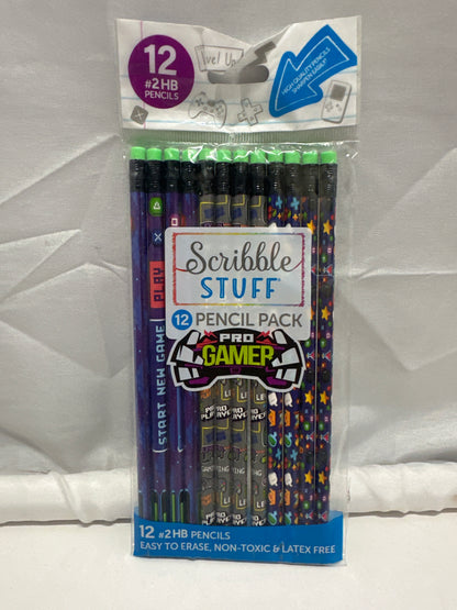 Scribble Stuff Pro Gamer #2 HB Pencils 12 Pack Video Game Theme