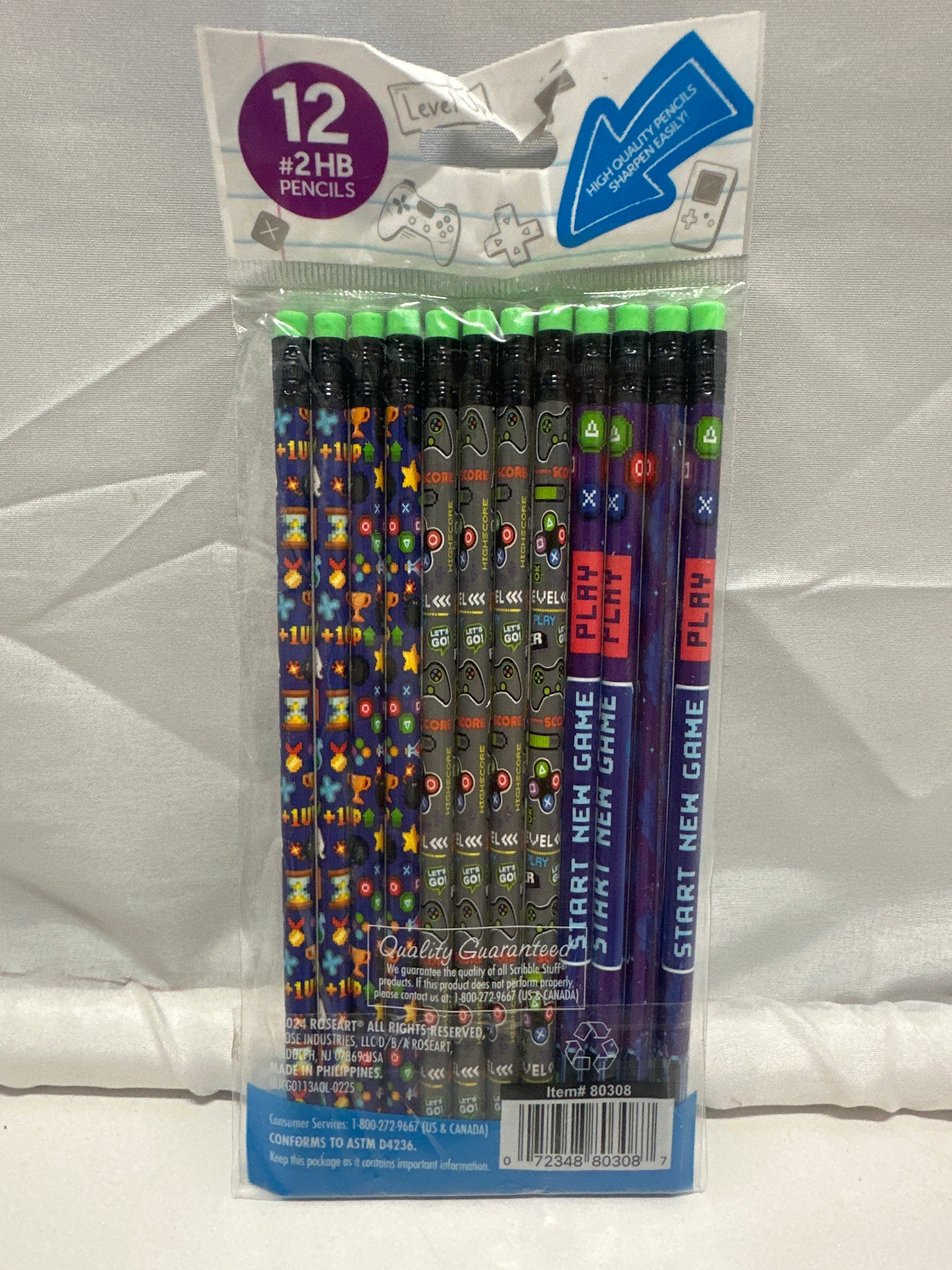 Scribble Stuff Pro Gamer #2 HB Pencils 12 Pack Video Game Theme