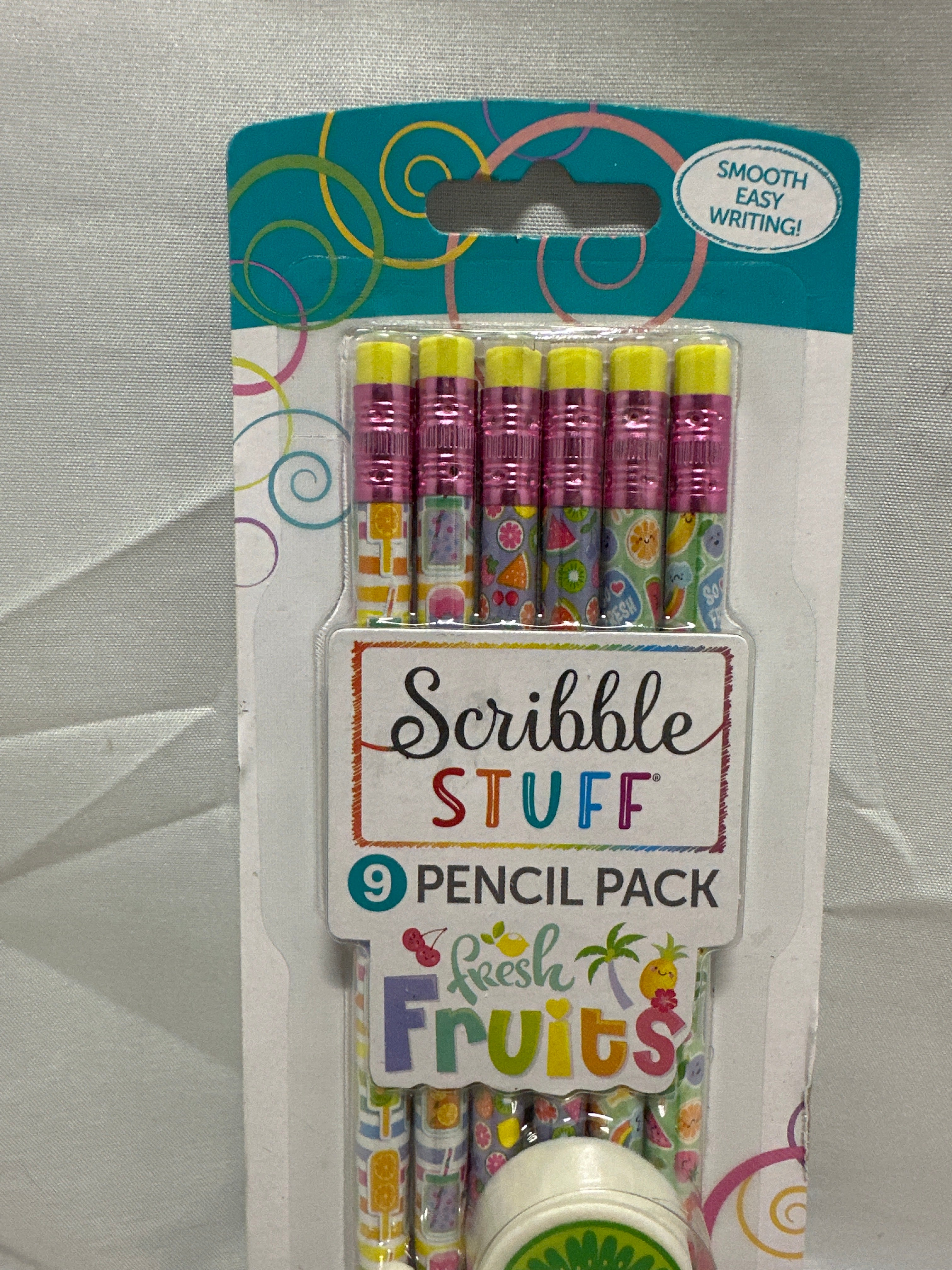Scribble Stuff Fresh Fruits Pencil Set 6 HB Pencils 2 Erasers Sharpener