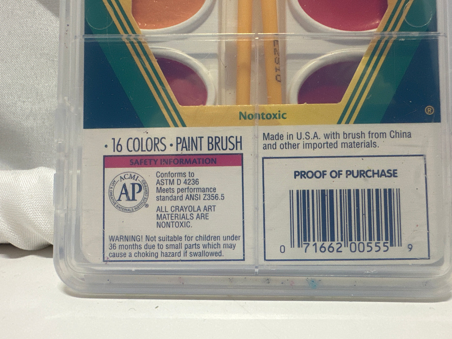 Crayola Washable Watercolors 16 Colors Paint Set With Brush Plastic Case
