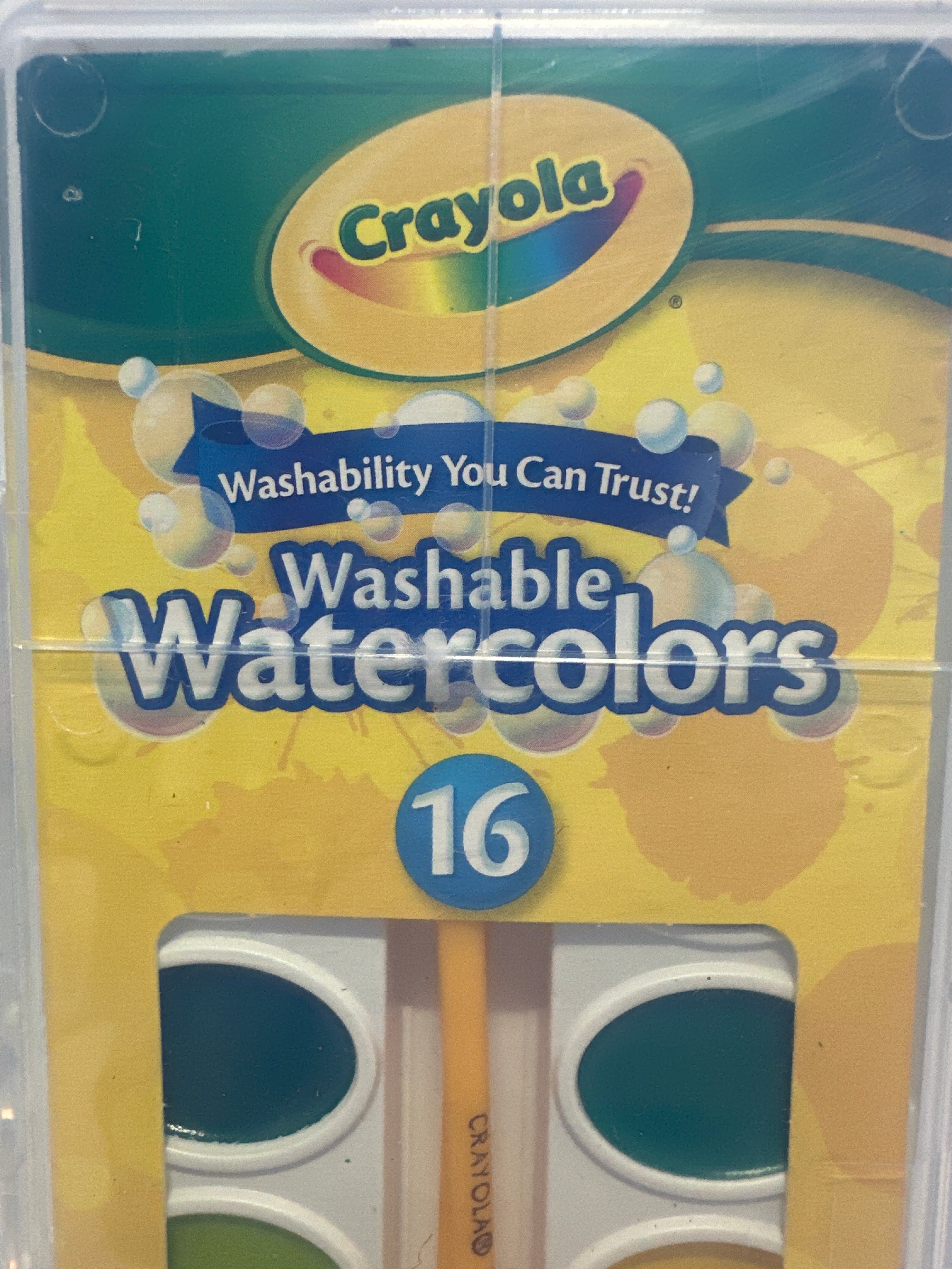 Crayola Washable Watercolors 16 Colors Paint Set With Brush Plastic Case