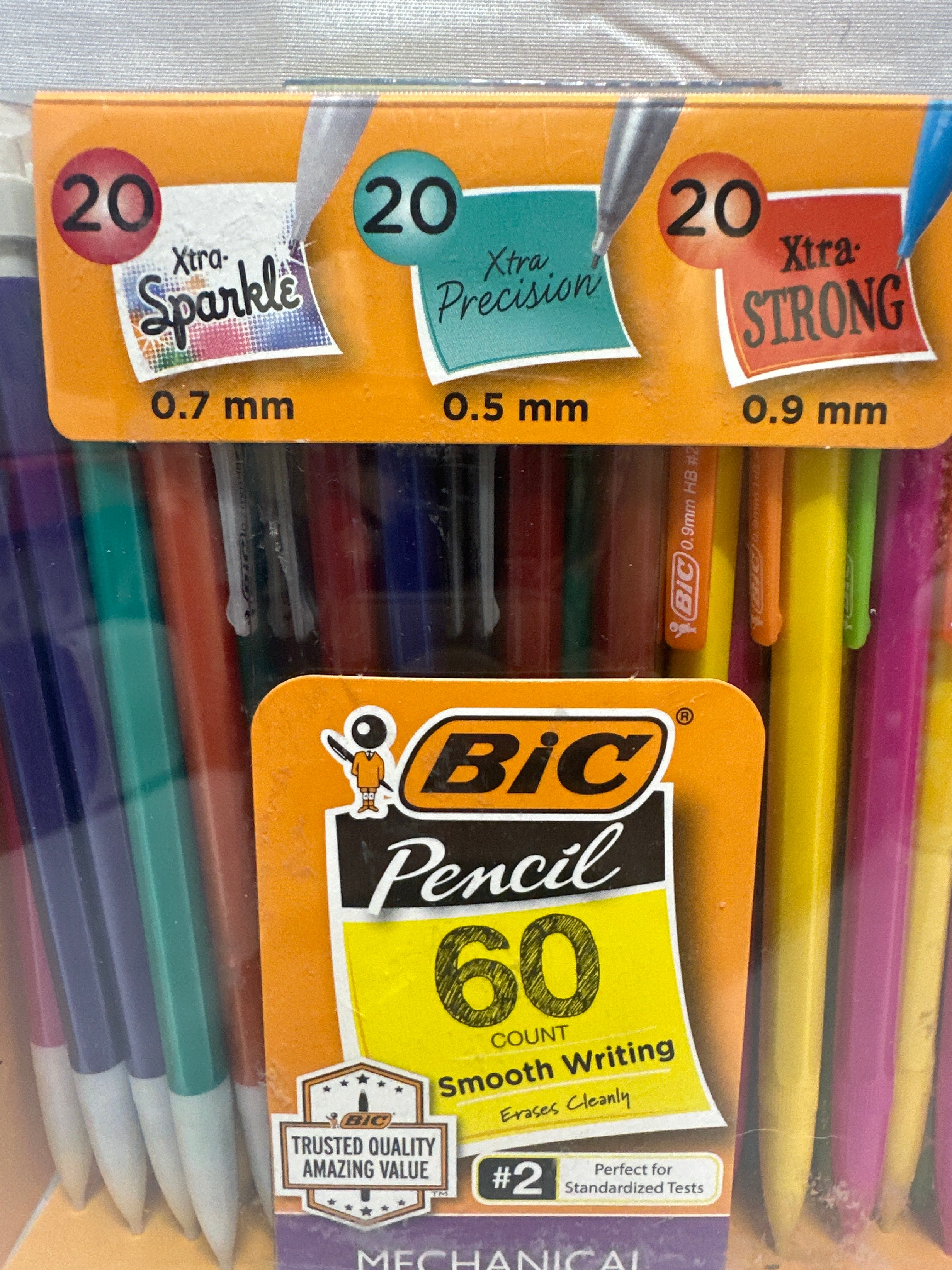 BIC Mechanical Pencil Assorted Pack 60 Count 0.5mm 0.7mm 0.9mm #2 Lead