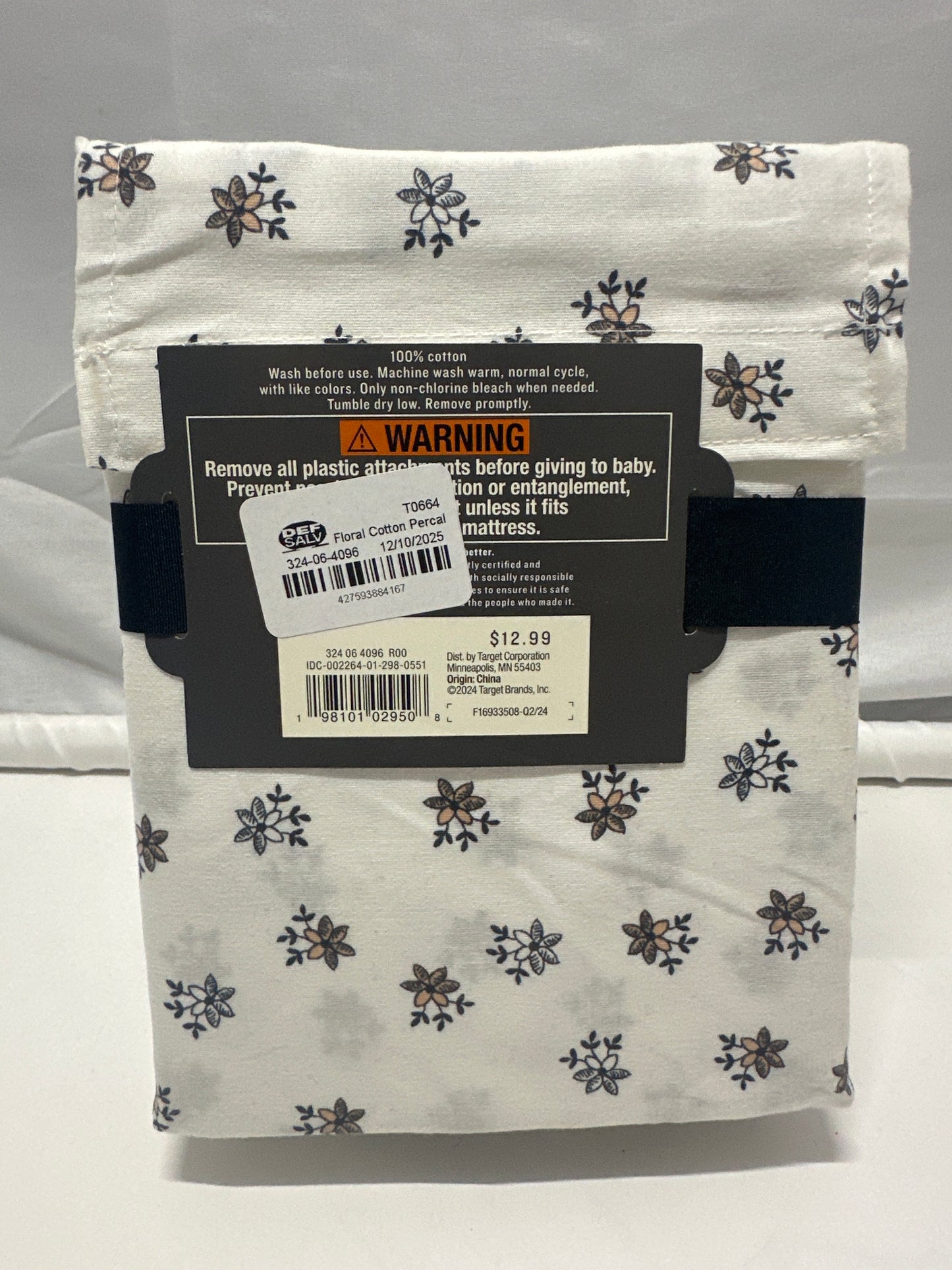 Hearth & Hand With Magnolia Cotton Percale Crib Fitted Sheet Floral 28x52