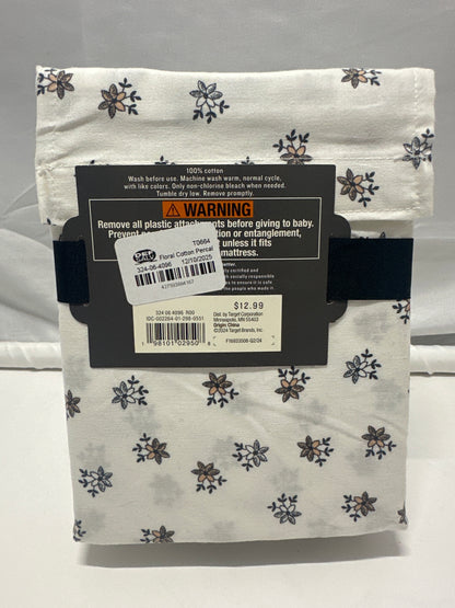 Hearth & Hand With Magnolia Cotton Percale Crib Fitted Sheet Floral 28x52