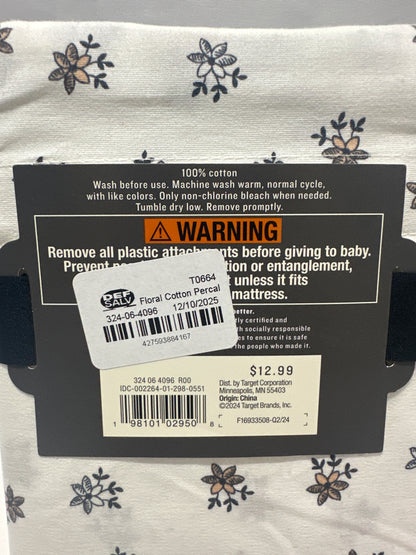 Hearth & Hand With Magnolia Cotton Percale Crib Fitted Sheet Floral 28x52