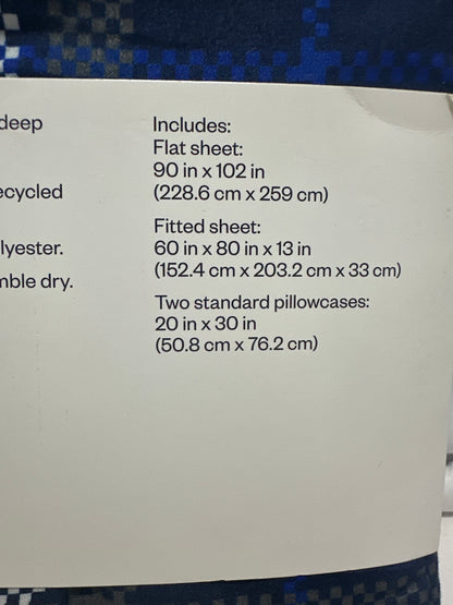Room Essentials Microfiber Sheet Set Blue Plaid Wrinkle Resistant