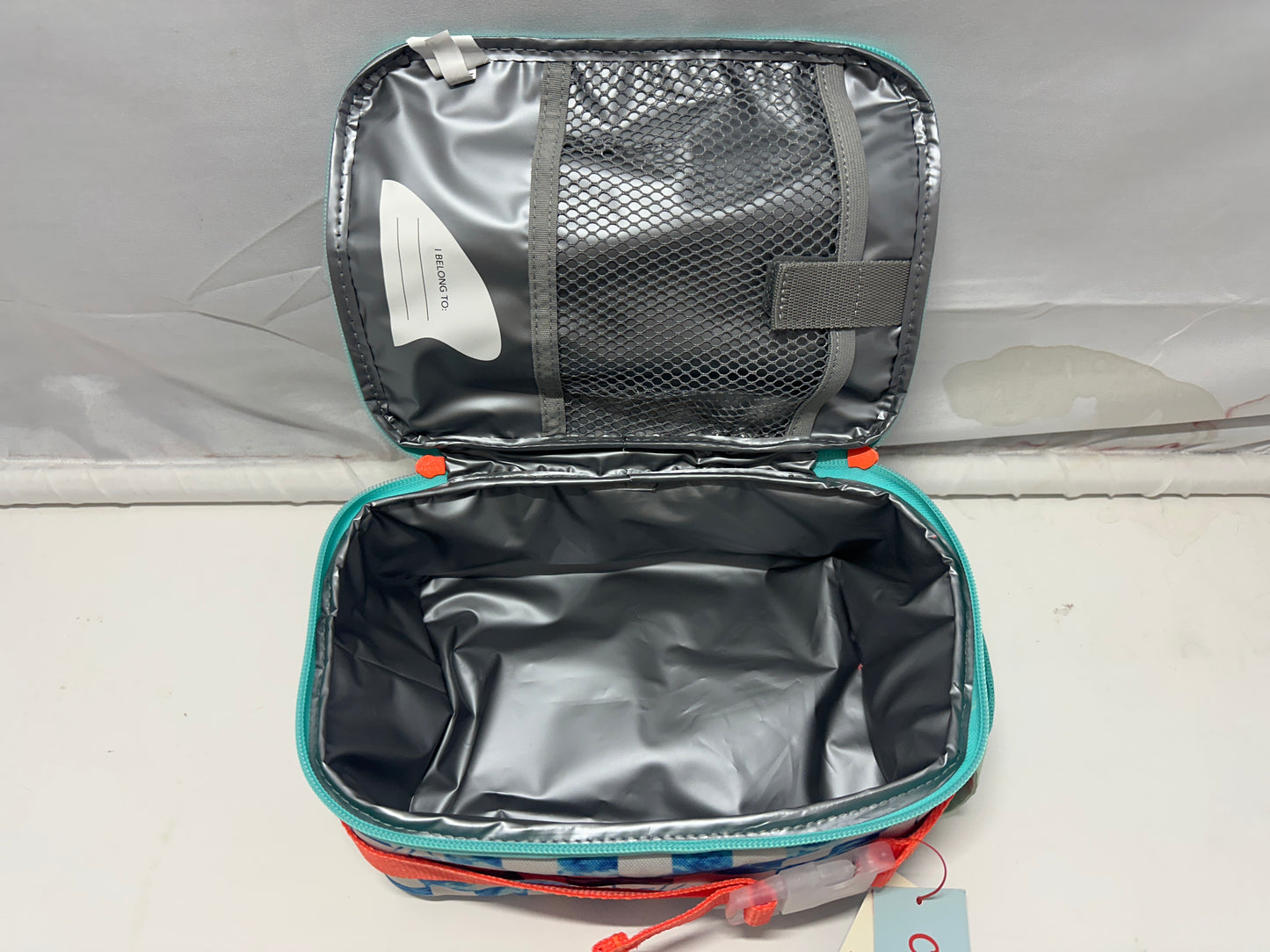 Cat & Jack Blue Shark Checkered Print Insulated Soft Shell Classic Lunch Bag