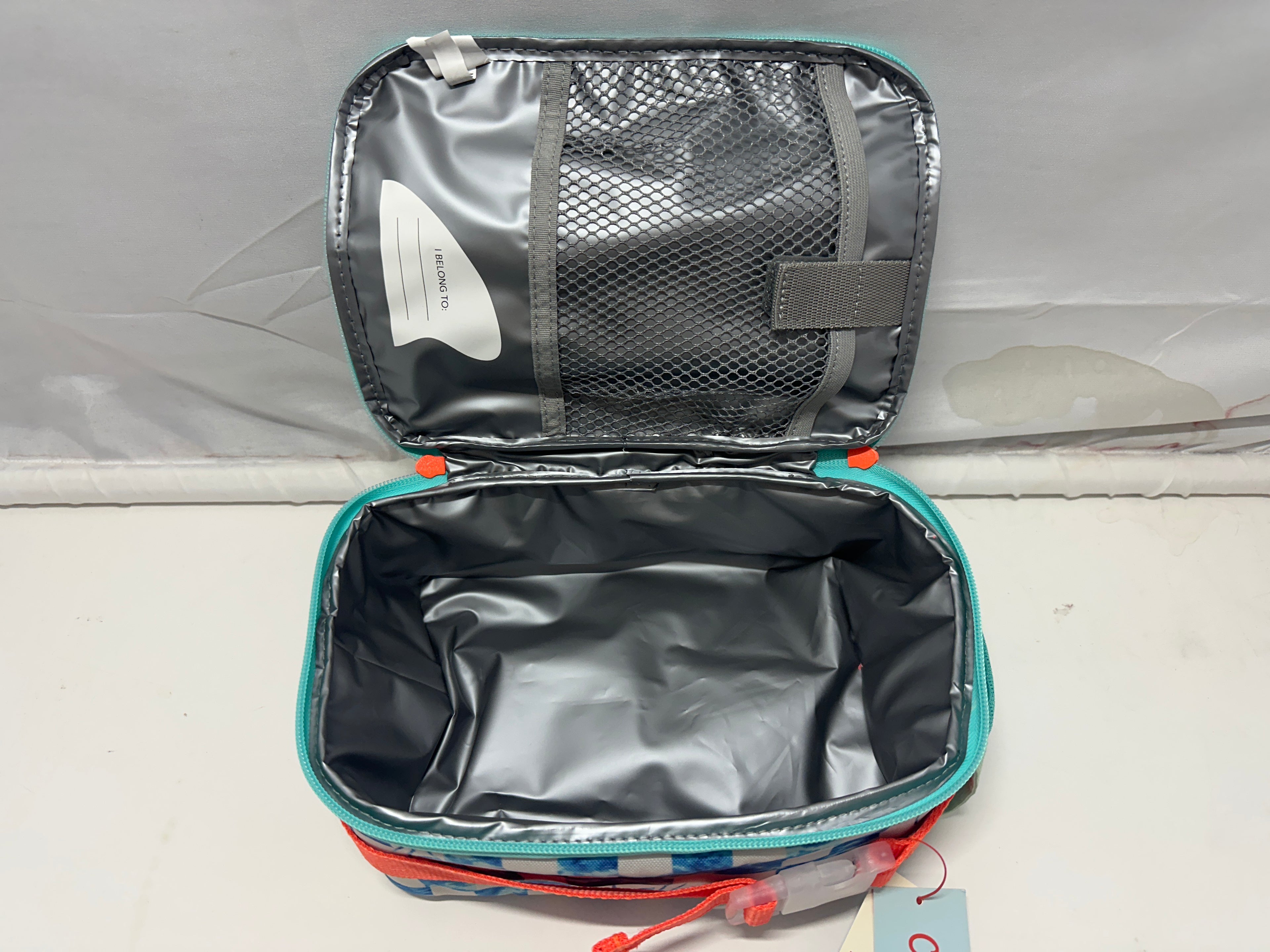 Cat & Jack Blue Shark Checkered Print Insulated Soft Shell Classic Lunch Bag