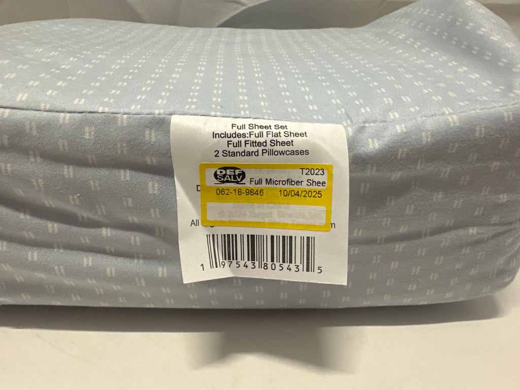 Room Essentials Full Microfiber Sheet Set Blue Dash 4 Piece Bedding Full
