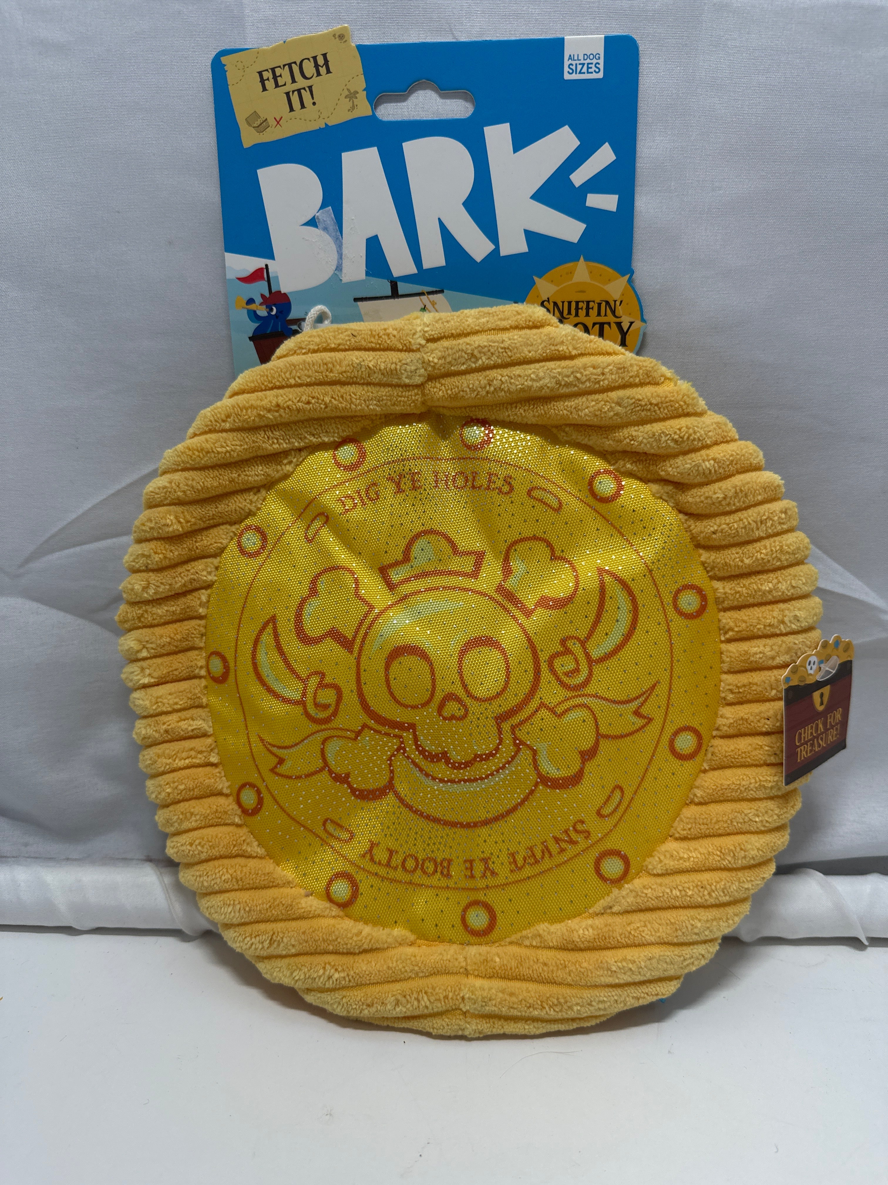 BARK Sniffin' Booty Pirate Dog Toy Gold Crinkle Rope Plush All Sizes