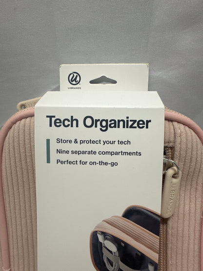 U Brands Tech Organizer Case Pink Corduroy Travel Cable Accessory Storage