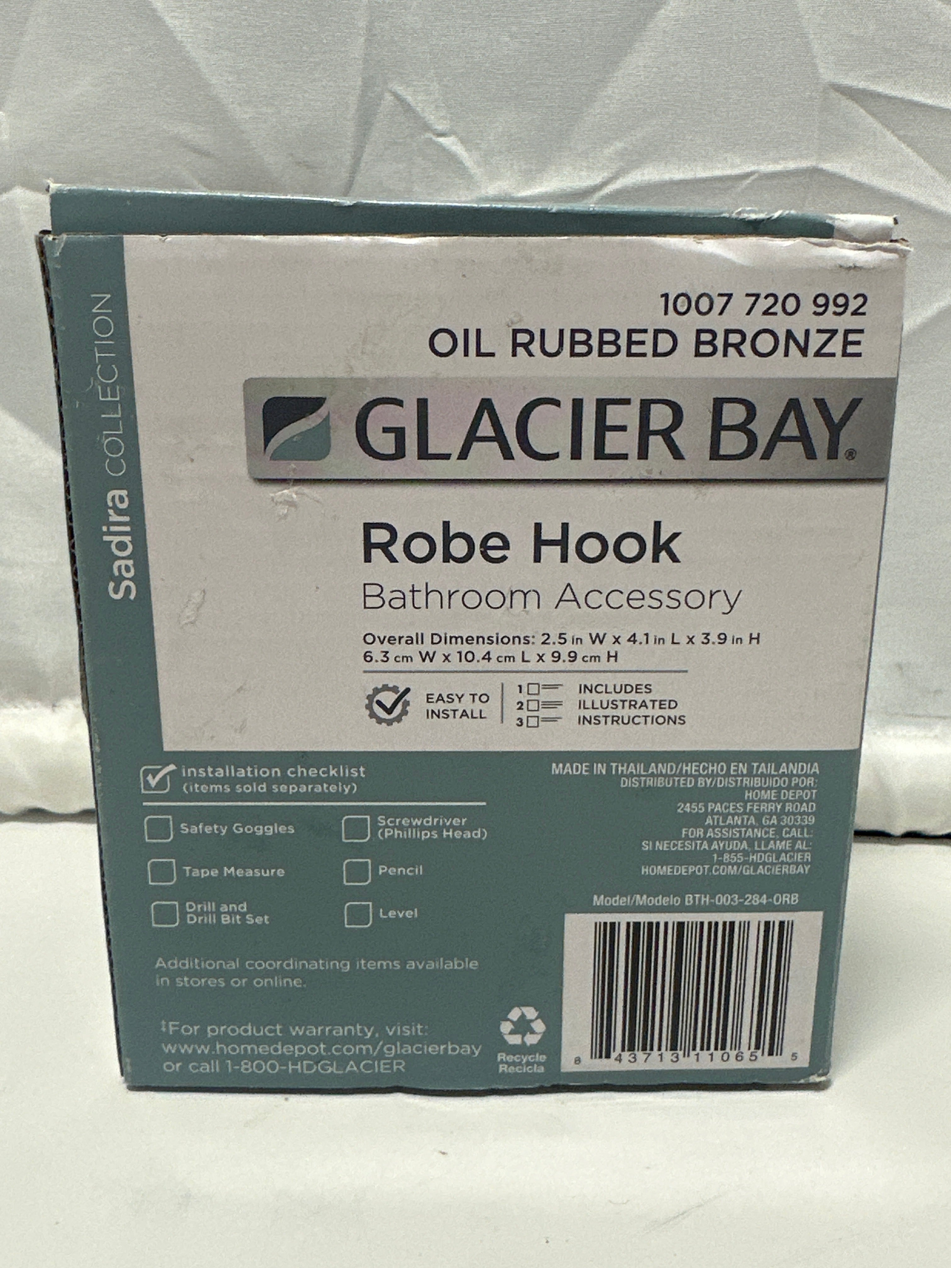 Glacier Bay Sadira Robe Hook Oil Rubbed Bronze Bathroom Wall Mount Hook