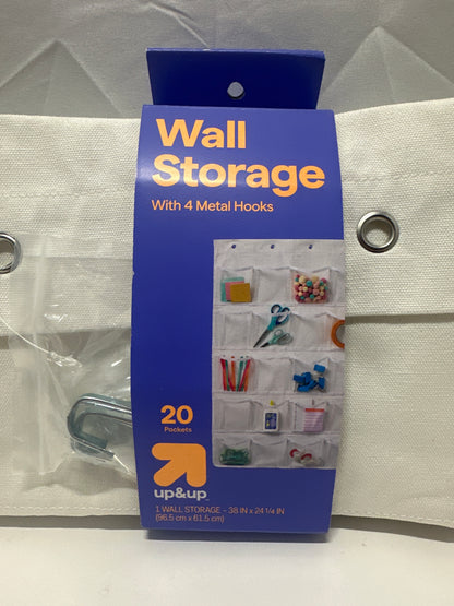Up&Up Wall Storage Organizer 20 Pocket Hanging Wall Organizer With 4 Hooks