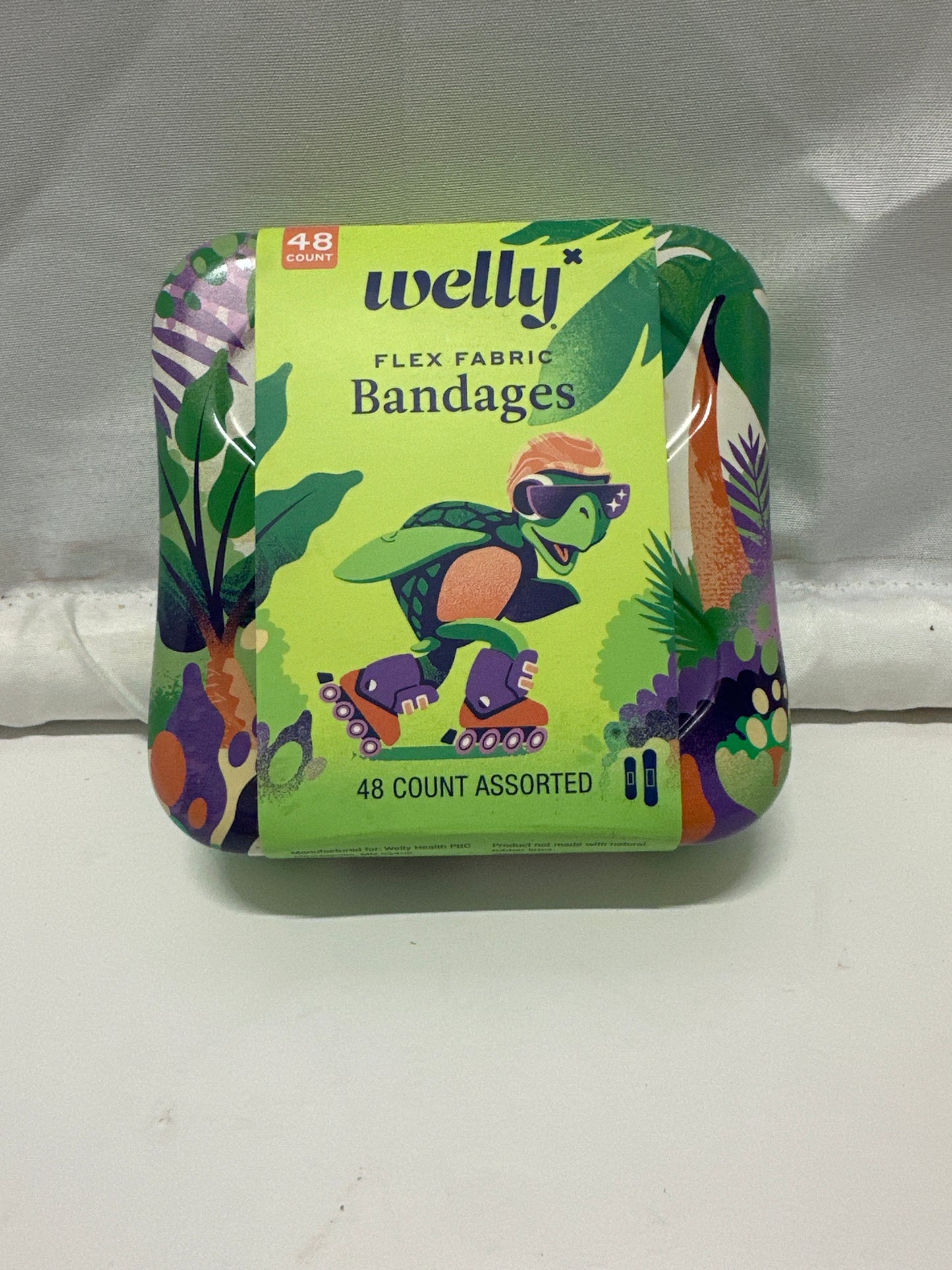 Welly Flex Fabric Bandages Assorted 48 Count First Aid Tin Kids Bandages
