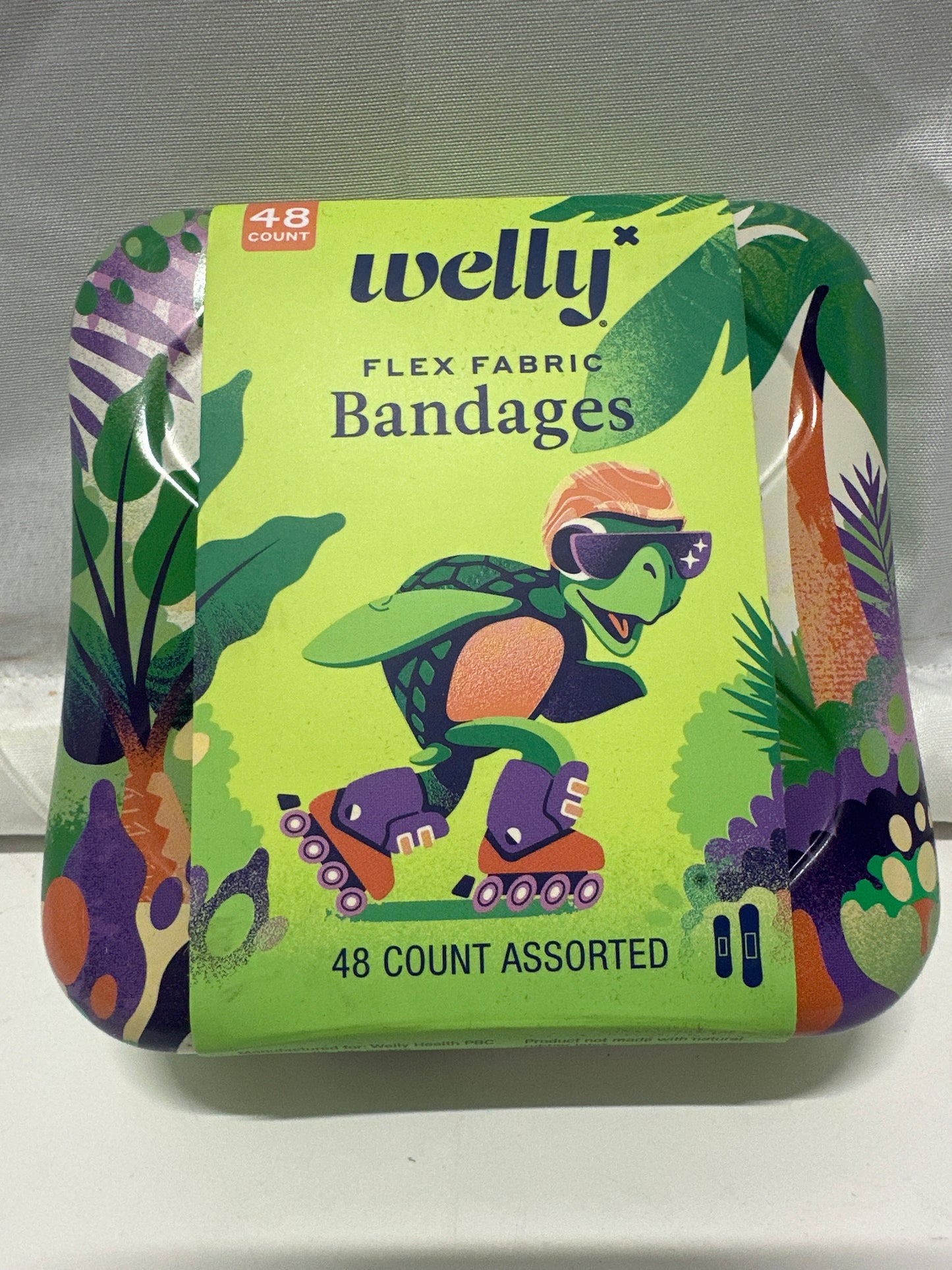 Welly Flex Fabric Bandages Assorted 48 Count First Aid Tin Kids Bandages