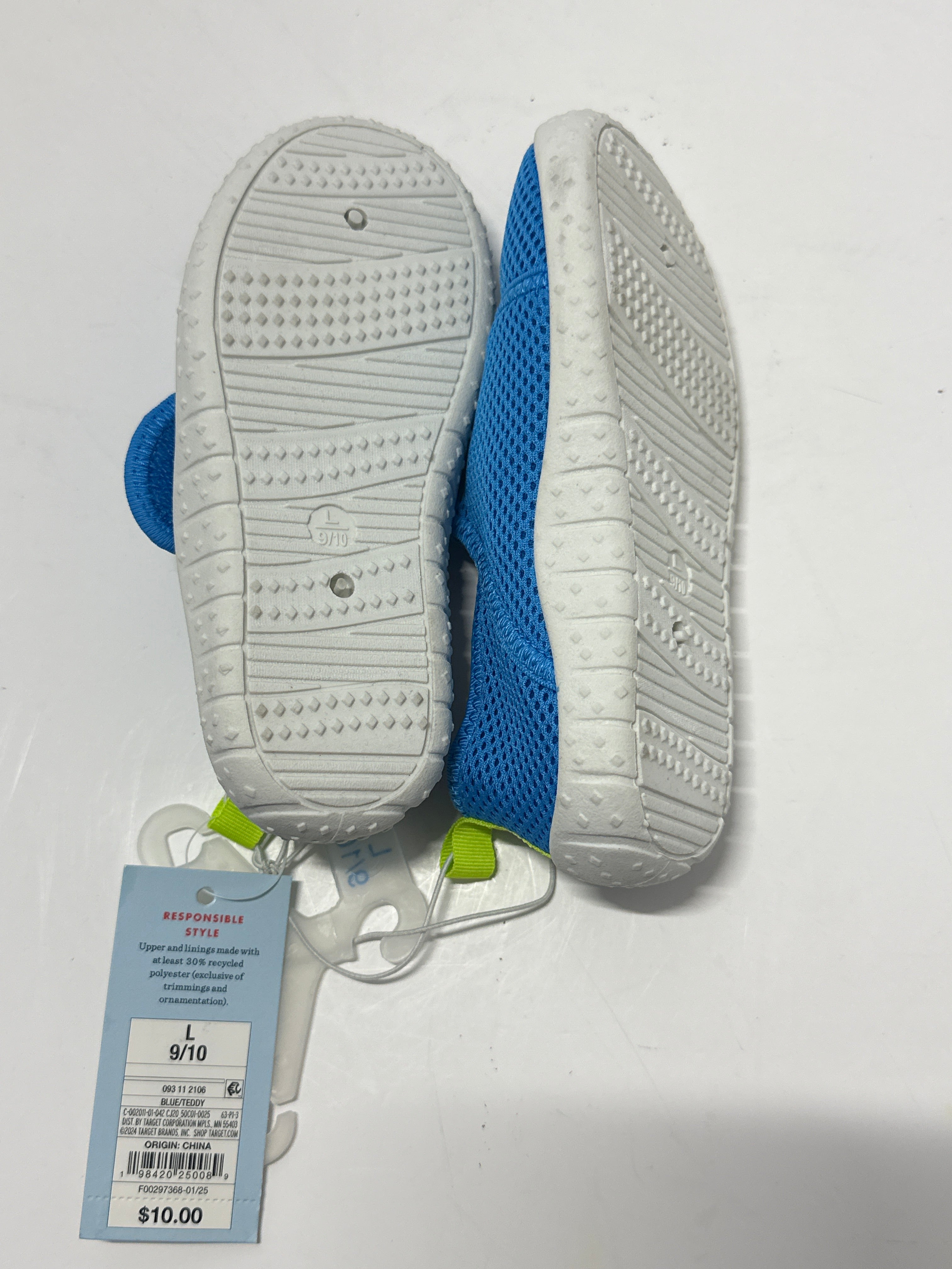 Cat & Jack Toddler Water Shoes Blue Size L 9/10 Lightweight Slip On
