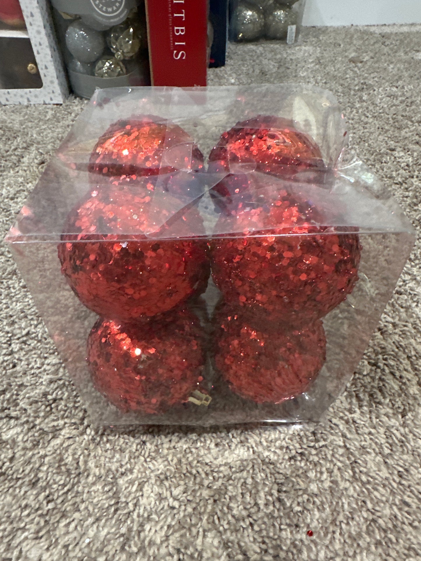 Rachel Zoe Glitter Red Ornaments 8pcs