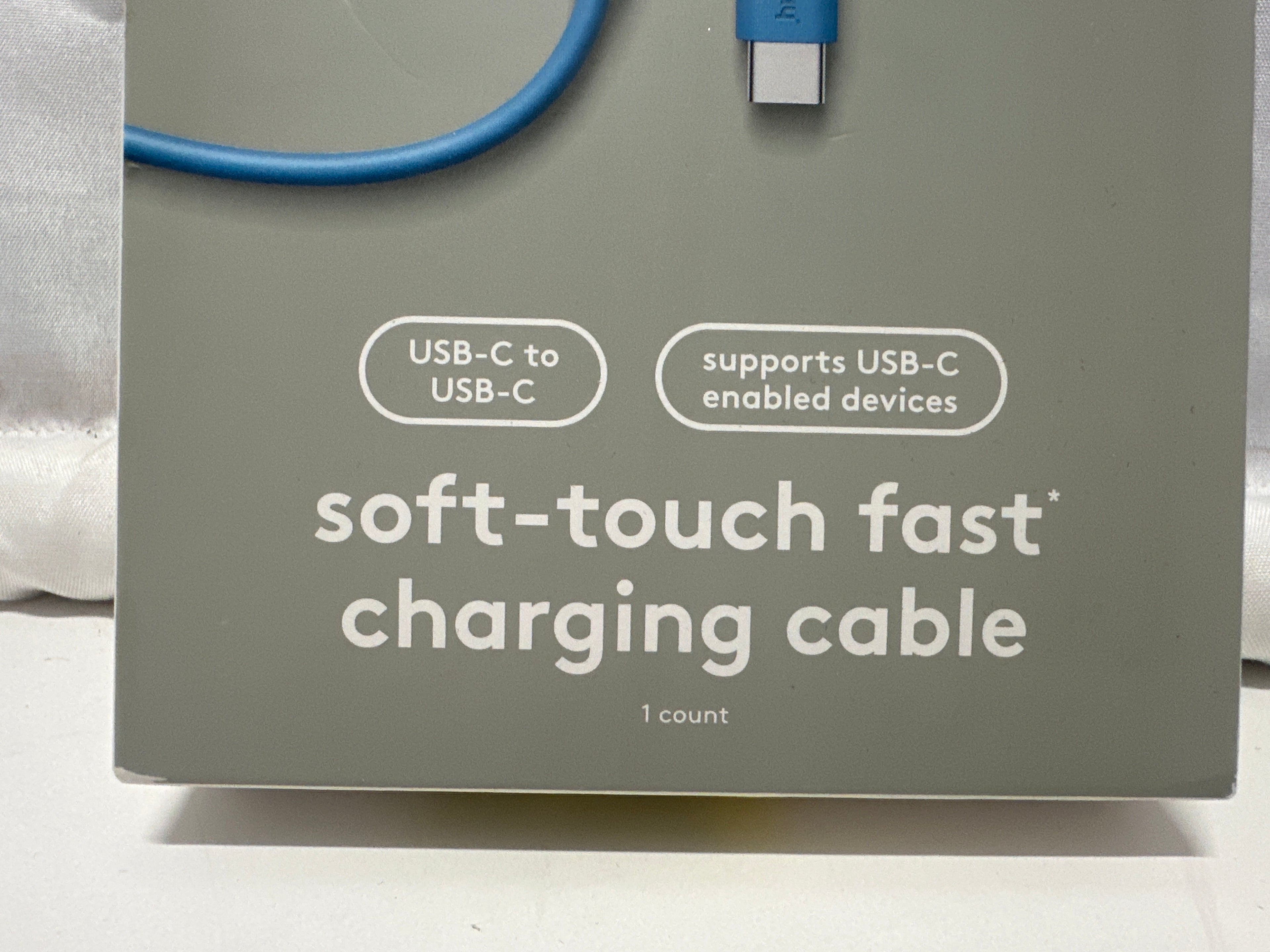 heyday 6ft USB-C to USB-C Soft Touch Fast Charging Cable Blue 240W PD