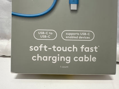 heyday 6ft USB-C to USB-C Soft Touch Fast Charging Cable Blue 240W PD