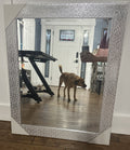 Head West Pave Textured Beveled Wall Mirror Silver 22x28 Decorative Vanity