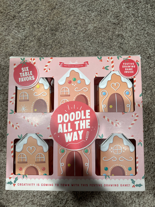 Doodle All The Way 6 Unusual House Shaped Christmas Crackers With Treats & Game