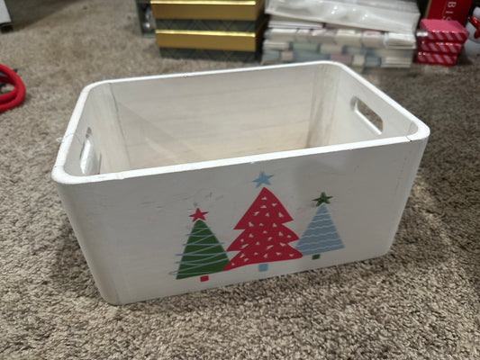white wooden box with trees