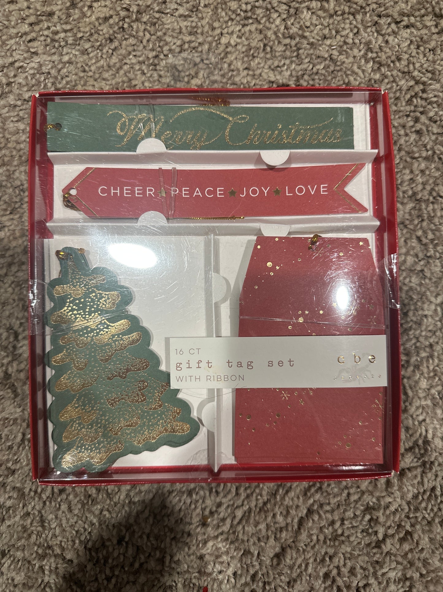 CBE gift tag set with ribbon
