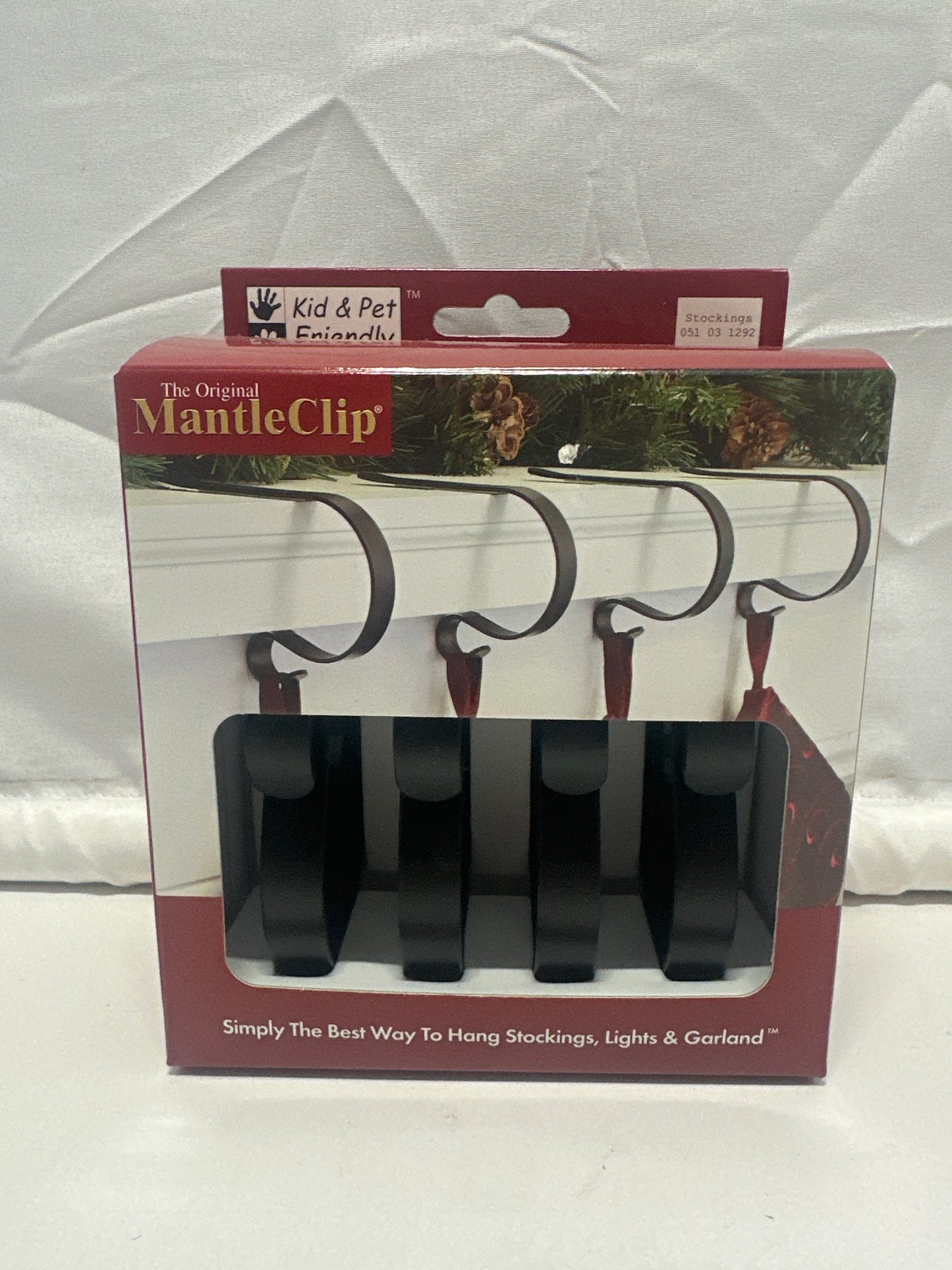 Original MantleClip Matte Black Stocking Holders 4 Pack Christmas Mantel
