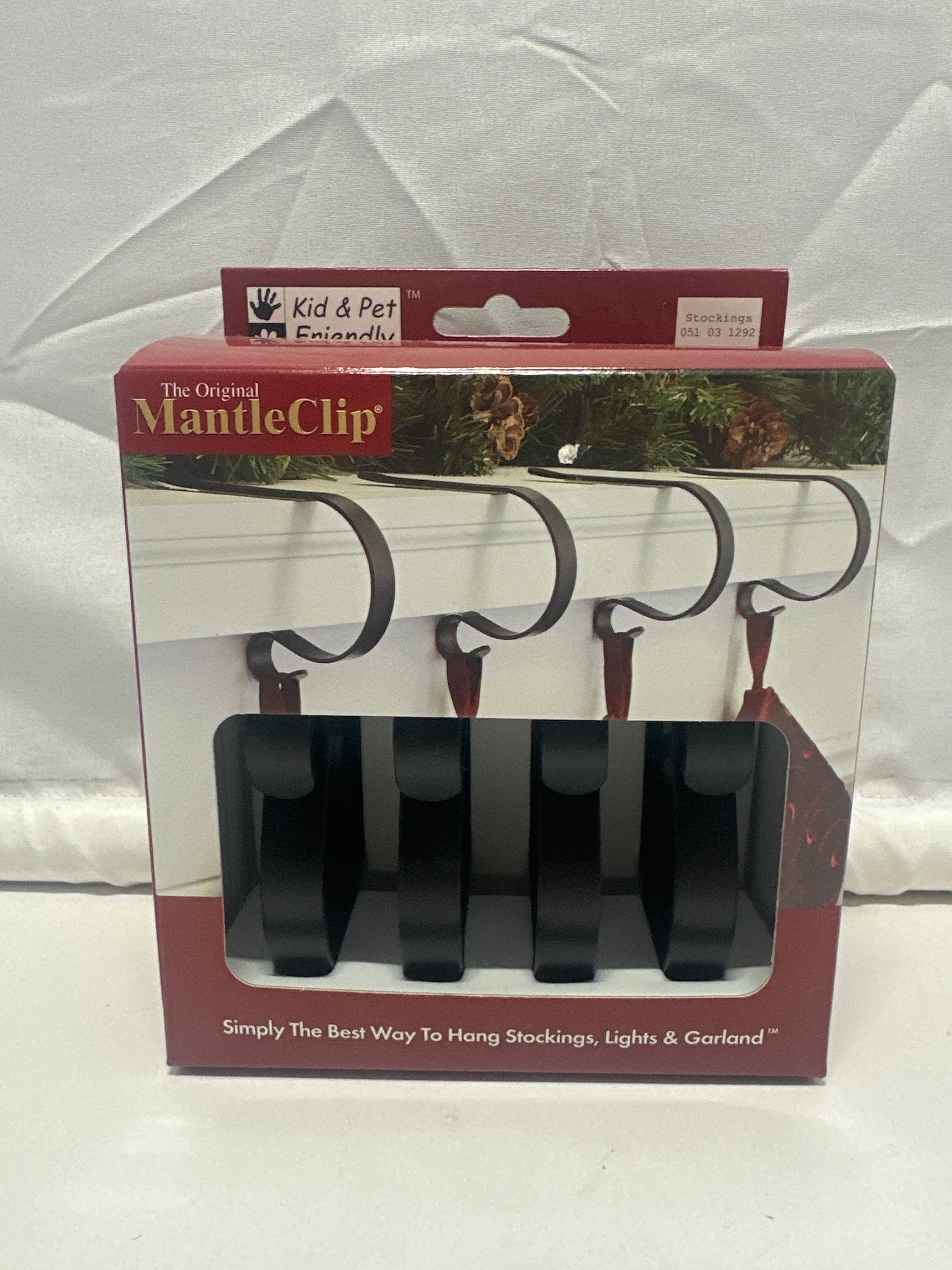 Original MantleClip Matte Black Stocking Holders 4 Pack Christmas Mantel