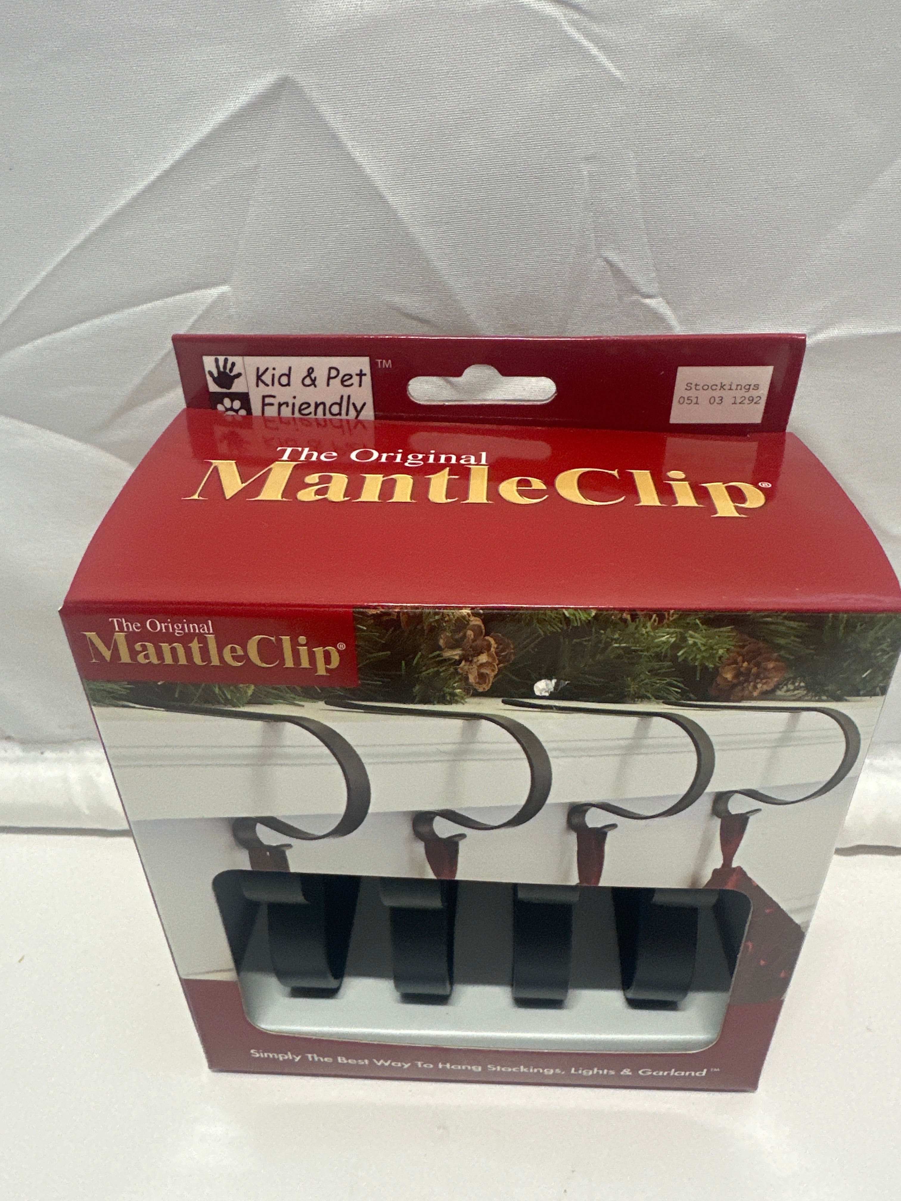 Original MantleClip Matte Black Stocking Holders 4 Pack Christmas Mantel
