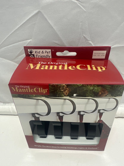 Original MantleClip Matte Black Stocking Holders 4 Pack Christmas Mantel