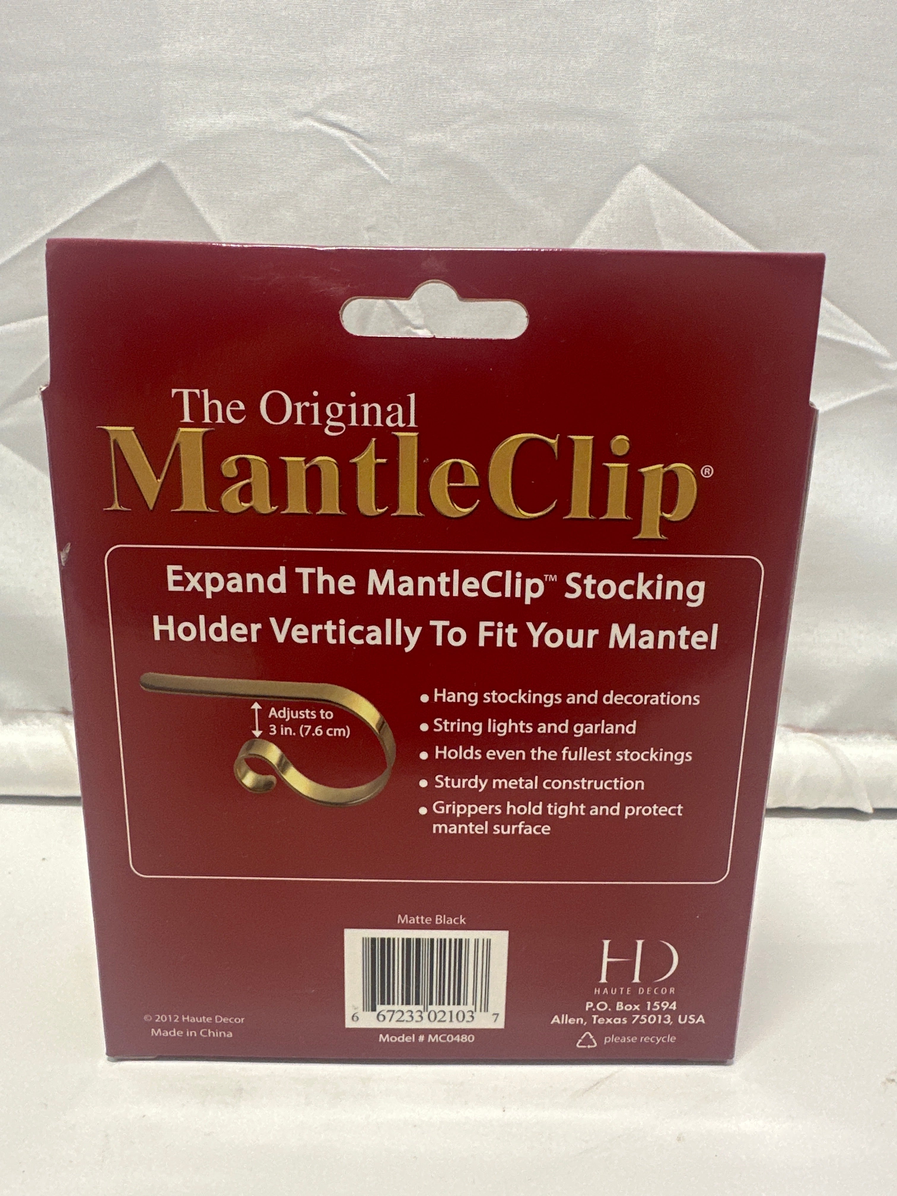 Original MantleClip Matte Black Stocking Holders 4 Pack Christmas Mantel