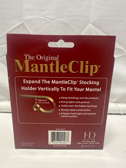 Original MantleClip Matte Black Stocking Holders 4 Pack Christmas Mantel