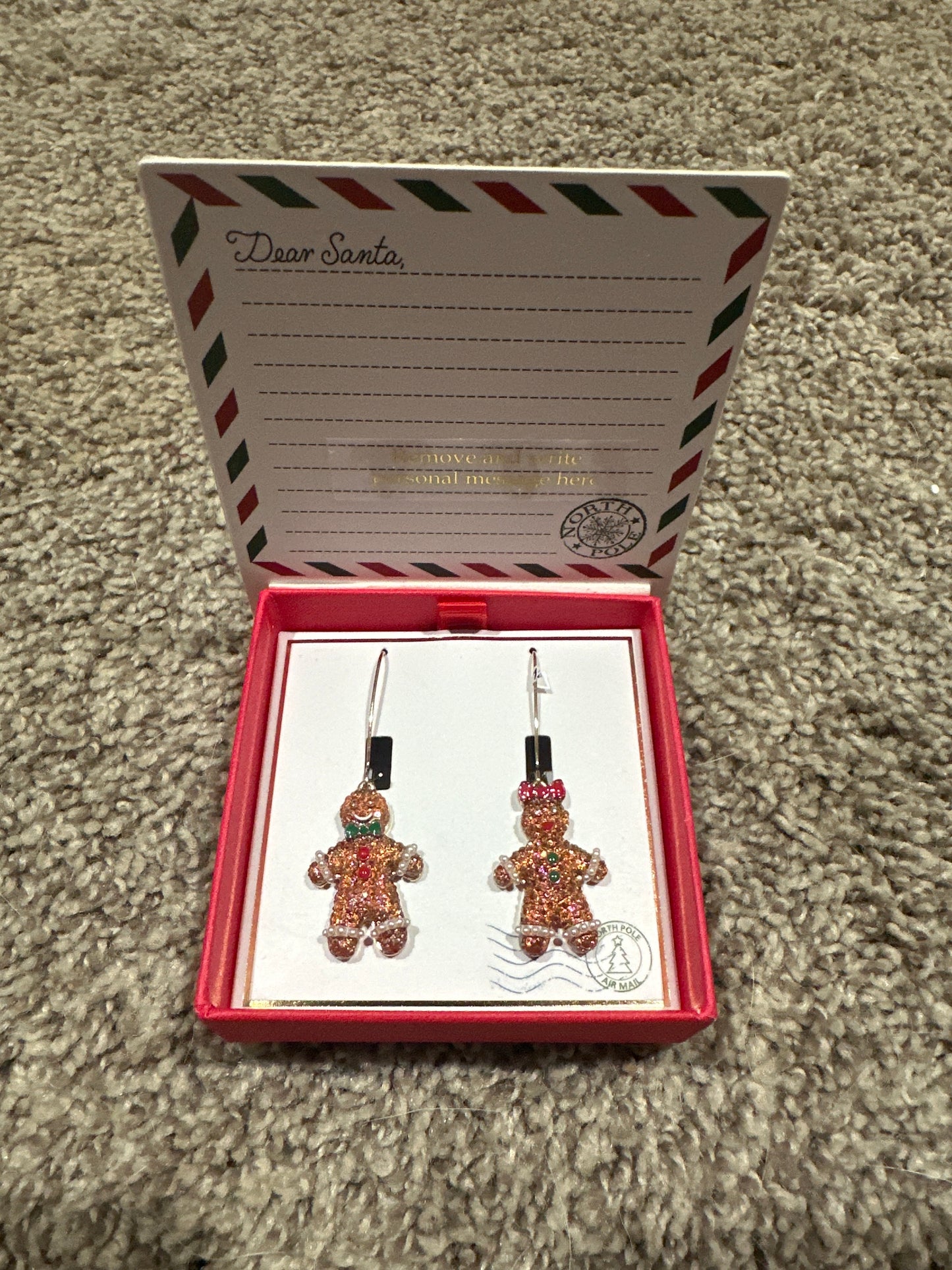Sparkly Gingerbread Man Earrings