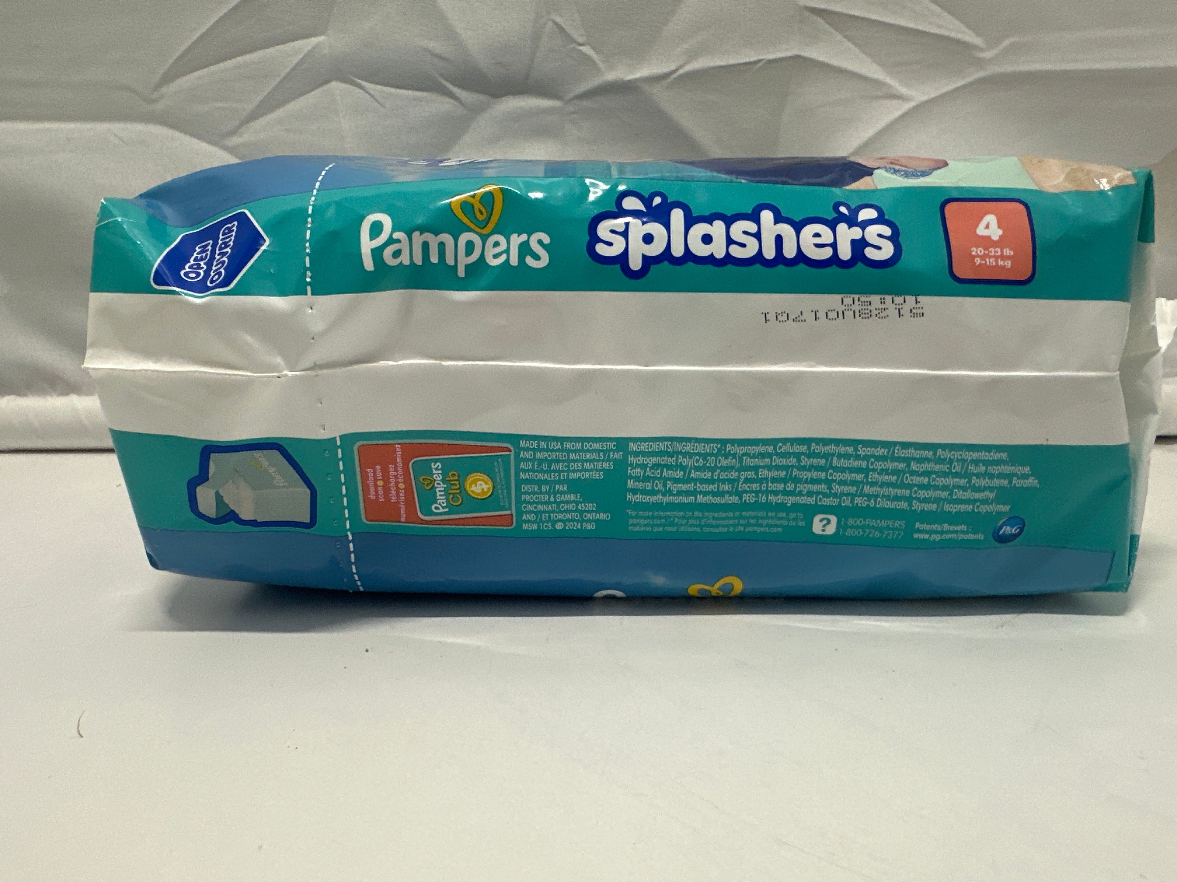 Pampers Splashers Swim Diapers Size 4 20-33 lb 11 Count
