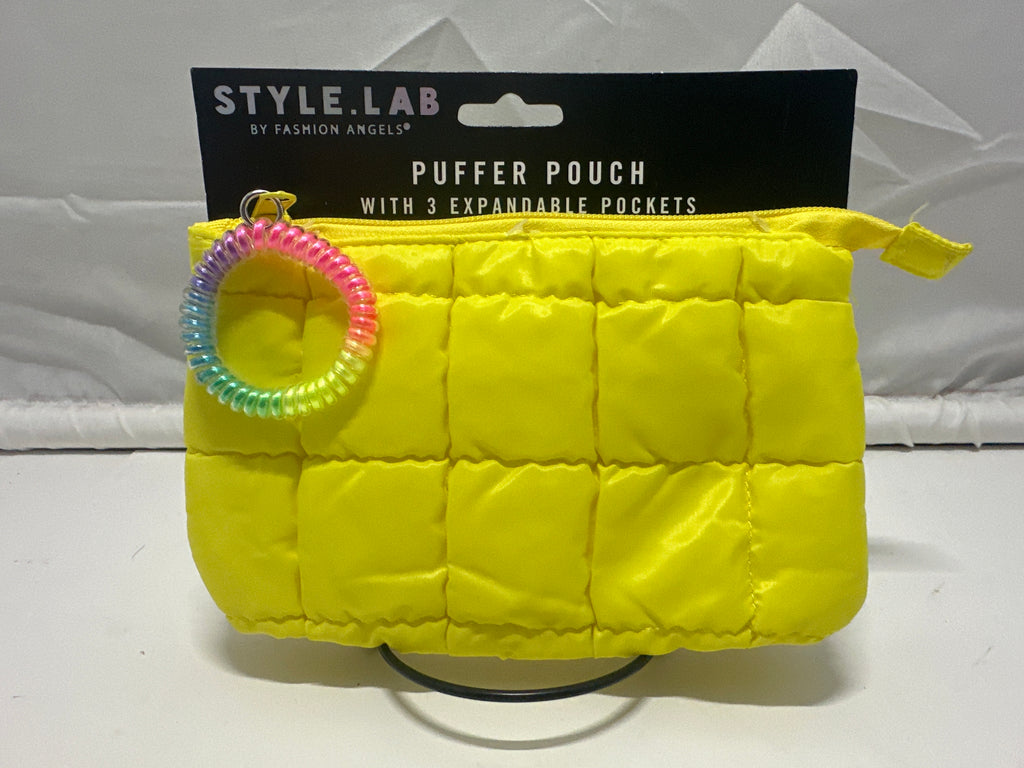 Style Lab By Fashion Angels Yellow Puffer Pouch 3 Expandable Pockets Coil Wristlet