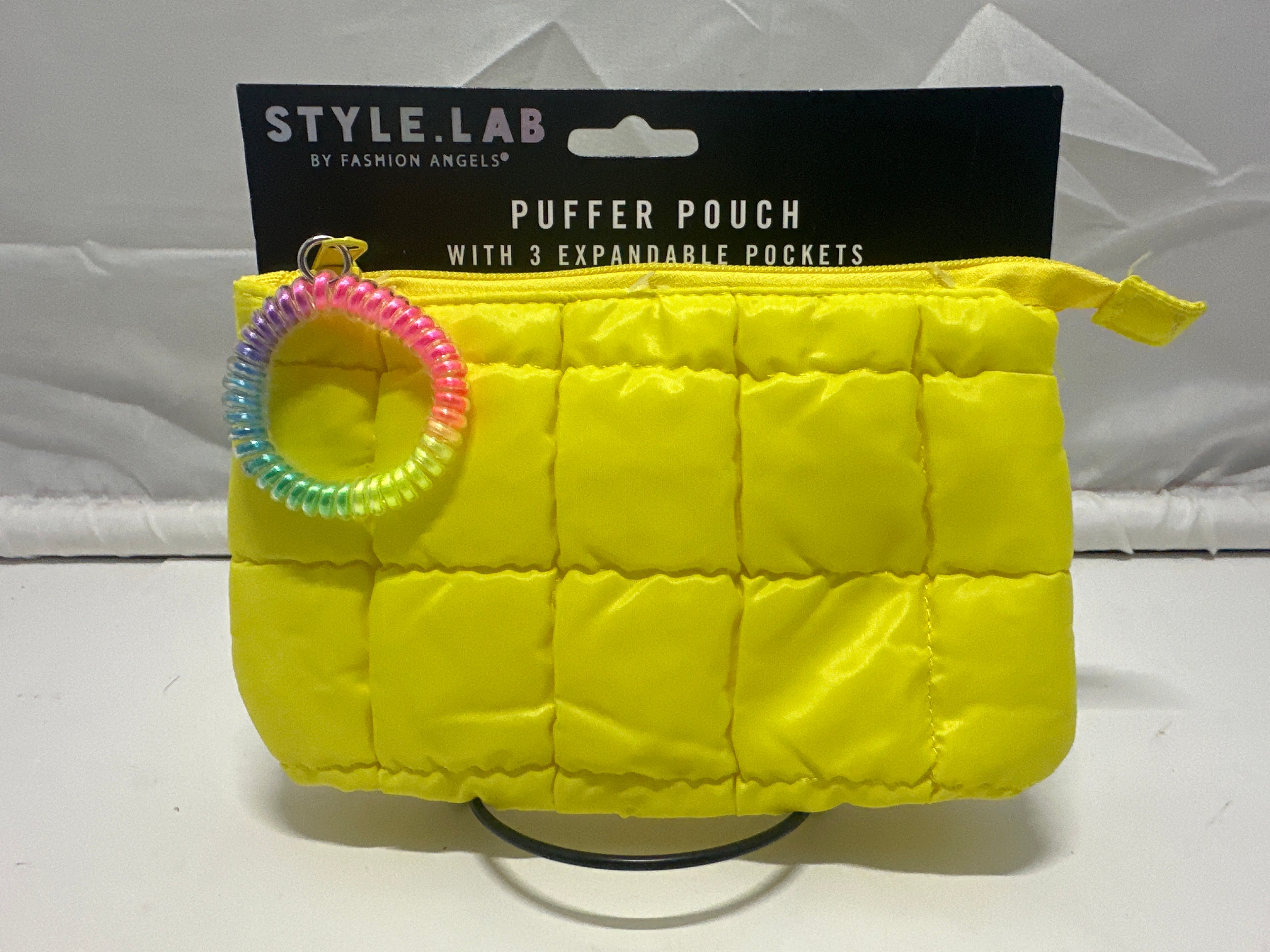 Style Lab By Fashion Angels Yellow Puffer Pouch 3 Expandable Pockets Coil Wristlet