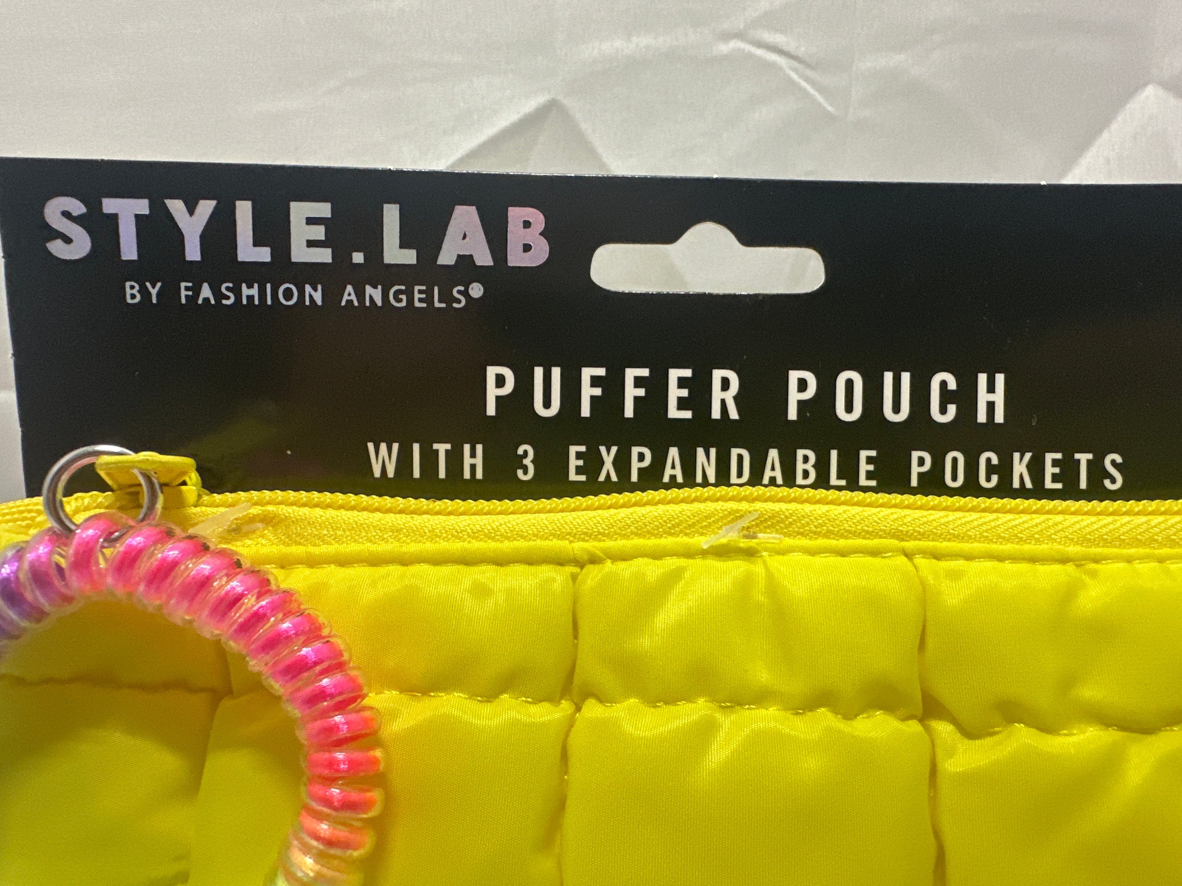 Style Lab By Fashion Angels Yellow Puffer Pouch 3 Expandable Pockets Coil Wristlet