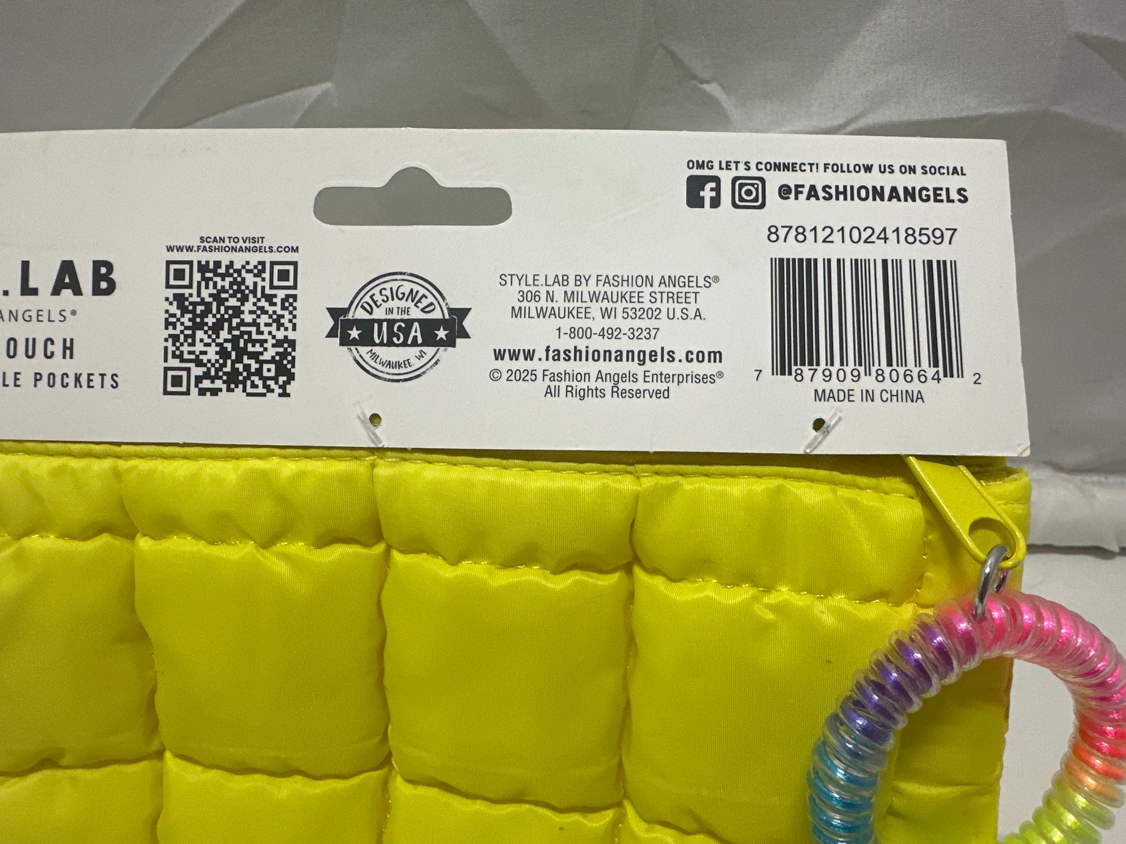 Style Lab By Fashion Angels Yellow Puffer Pouch 3 Expandable Pockets Coil Wristlet